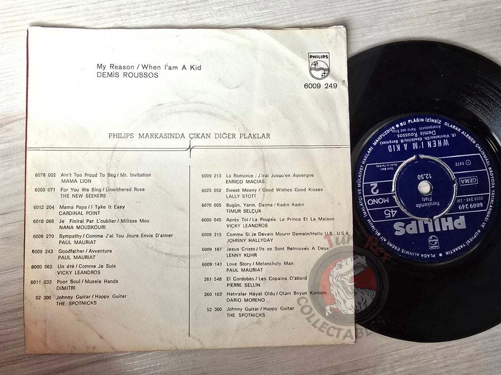 Demis Roussos – My Reason 7" Turkish Pressing Vinyl Turkey Edition