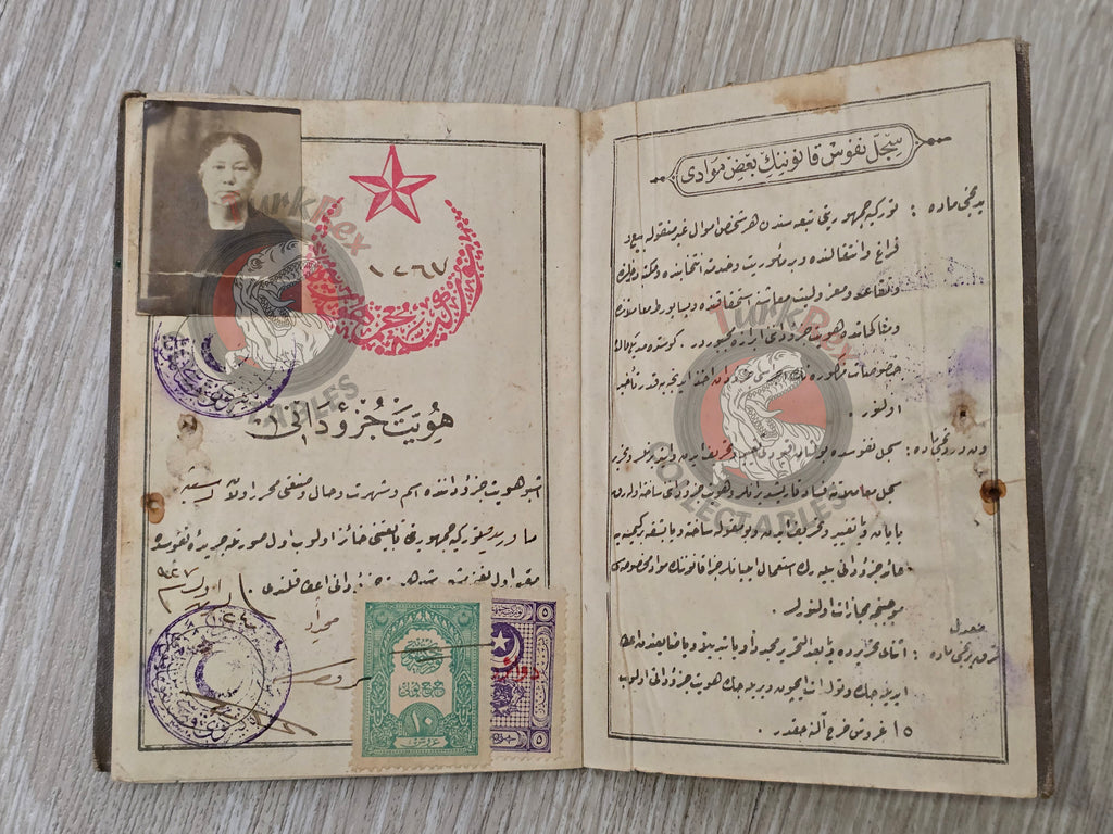 Ottoman Identity Document 1927 Kayseri Greek Rum Citizen Greece with photo