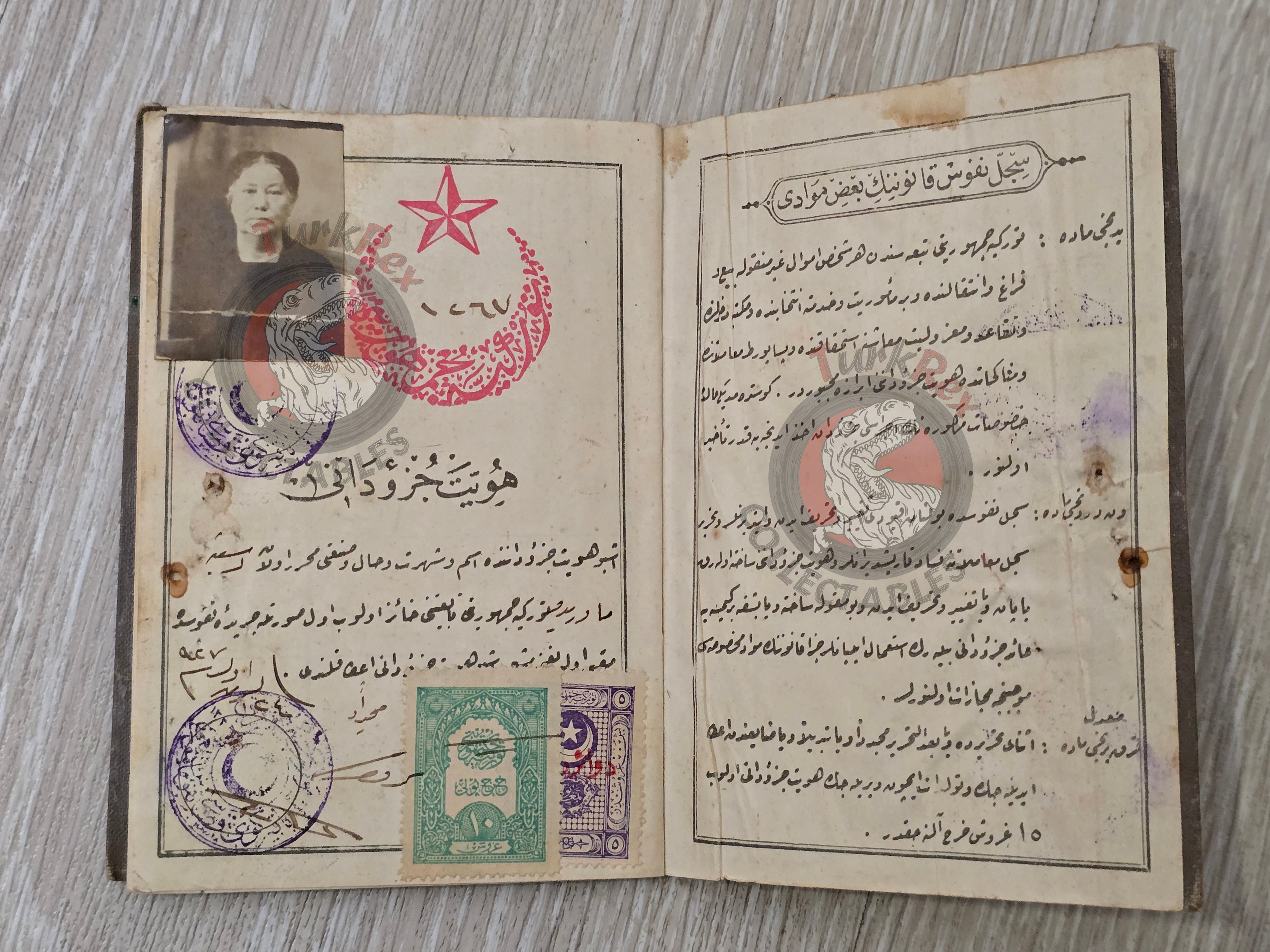 Ottoman Identity Document 1927 Kayseri Greek Rum Citizen Greece with photo