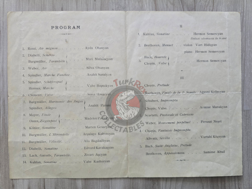 Armenian Pianist Piano Concert Invitation Casa d’Italia 1933 İstanbul Armenia Italy