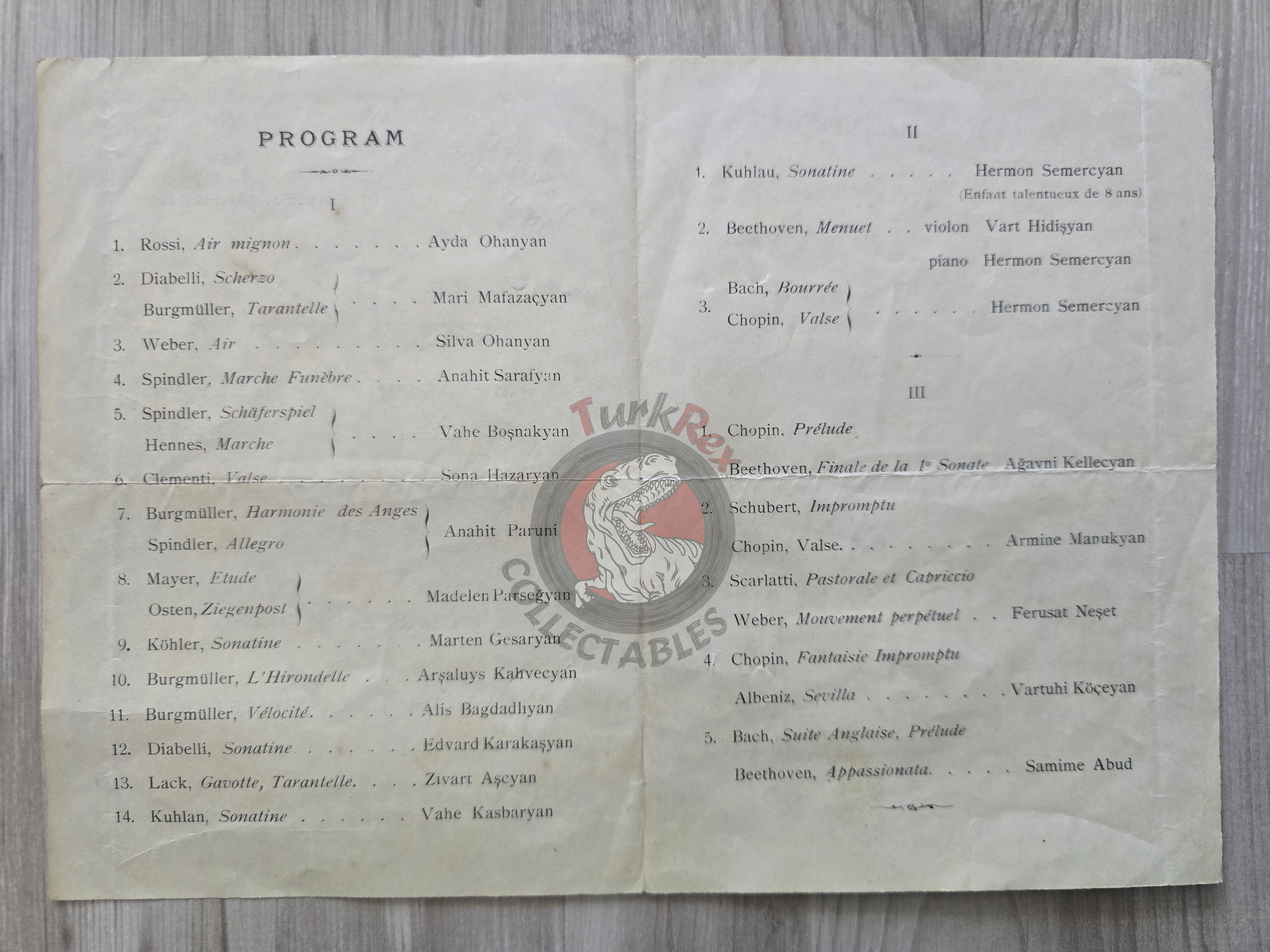 Armenian Pianist Piano Concert Invitation Casa d’Italia 1933 İstanbul Armenia Italy