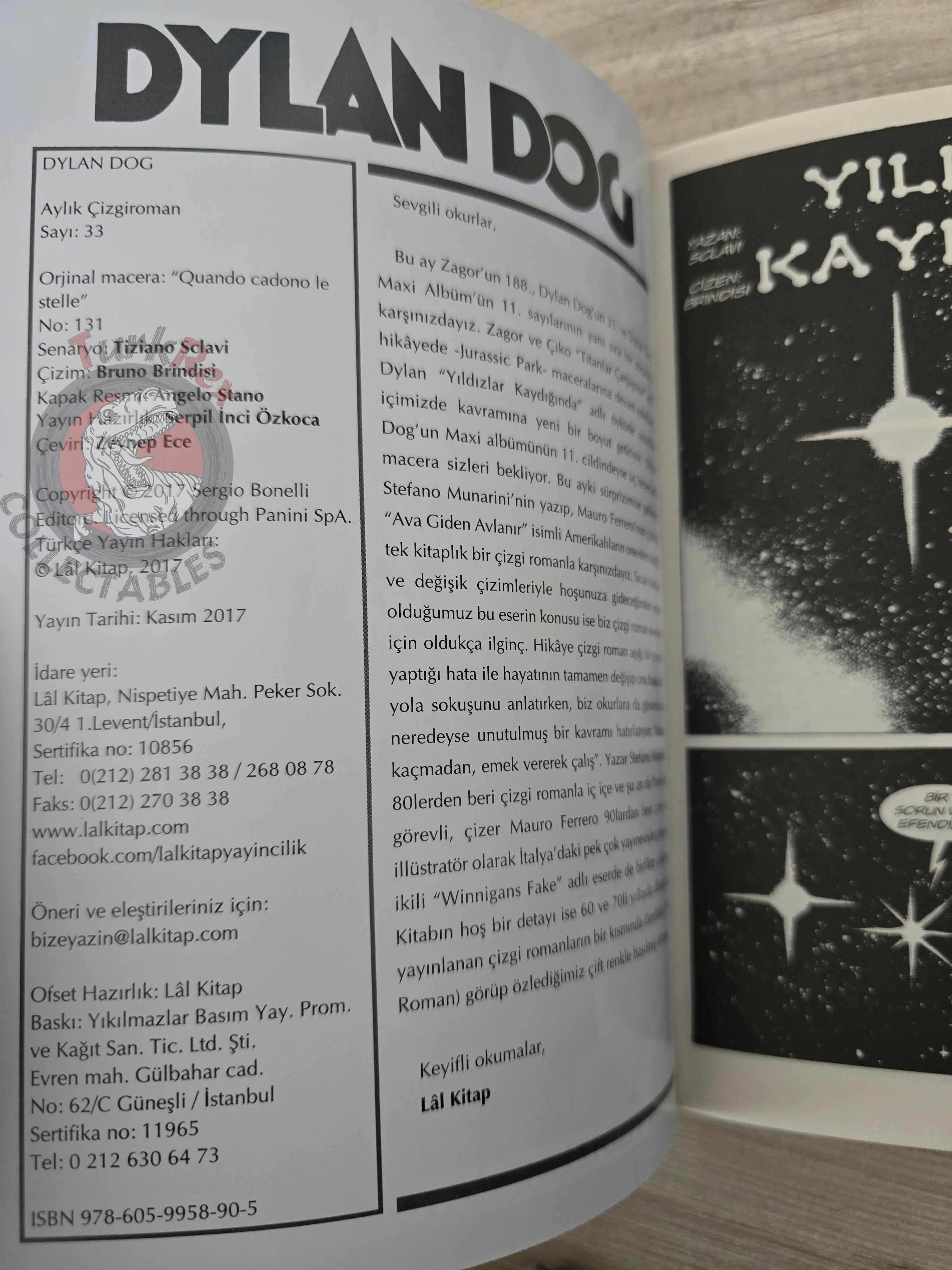 Dylan Dog #33 2017 Turkish Comic Turkey #131 Quando cadono le stelle