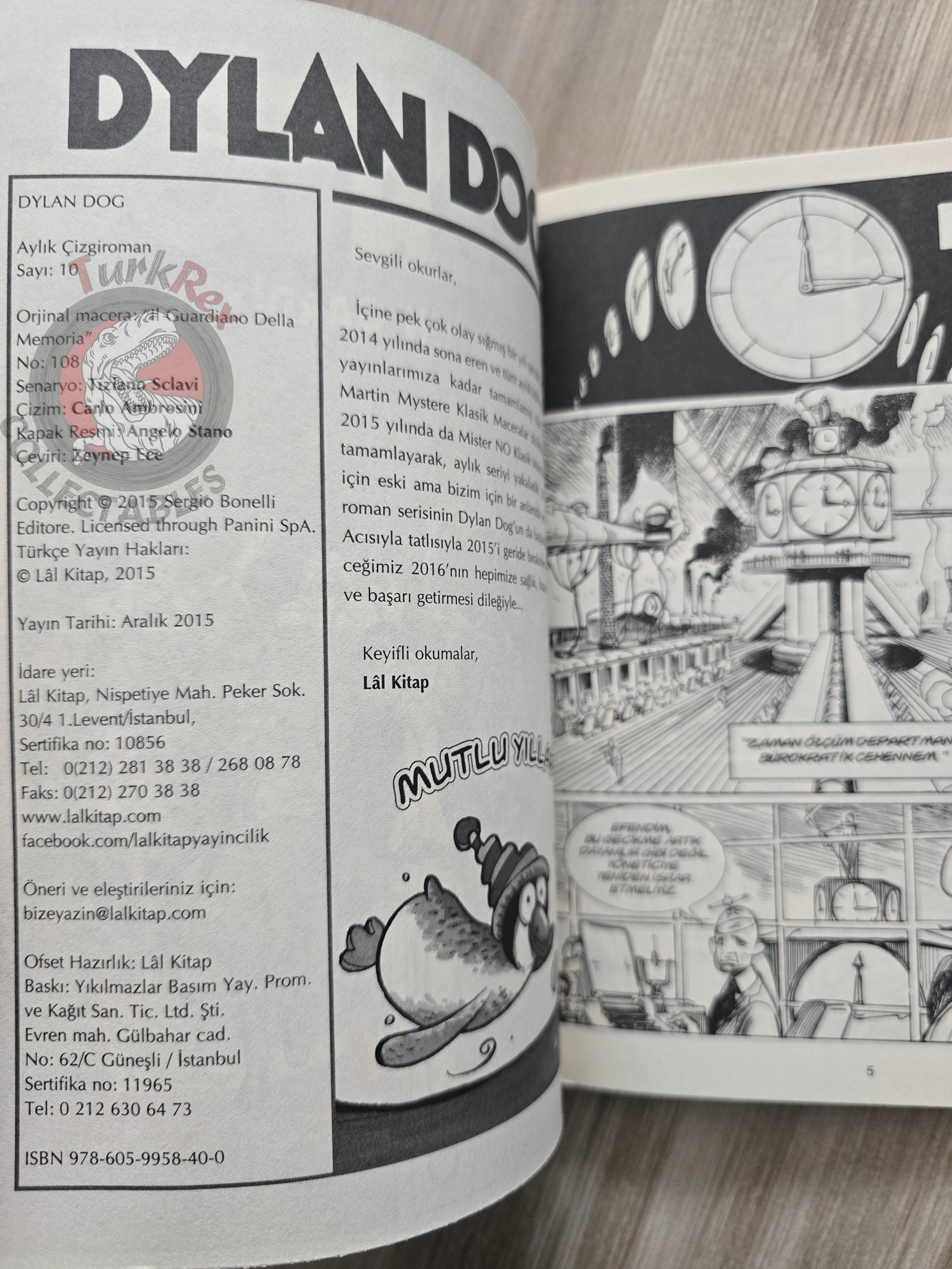 Dylan Dog #10 2015 Turkish Comic Turkey #108 Il guardiano della memoria
