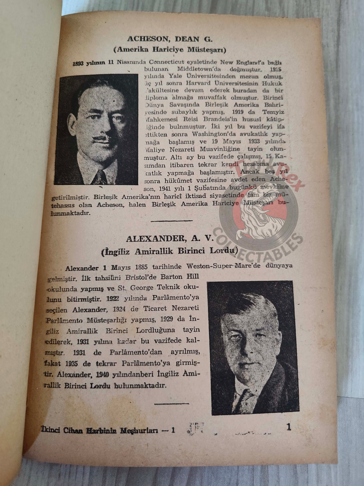 Famous Figures of the Second World War 1945 Turkish Bio Book Turkey WW2 Two