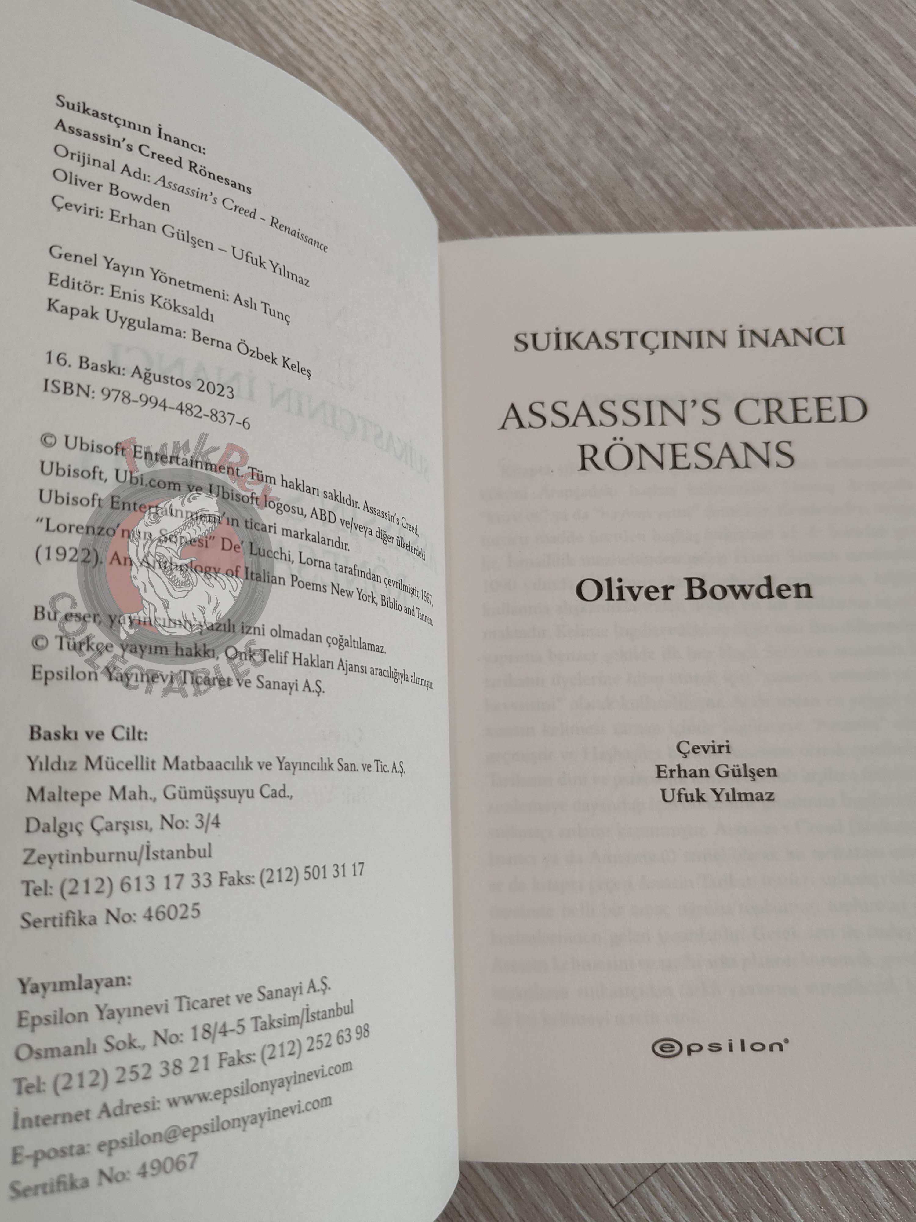 Oliver Bowden – Assassin’s Creed: Renaissance 2023 Turkish Book Turkey