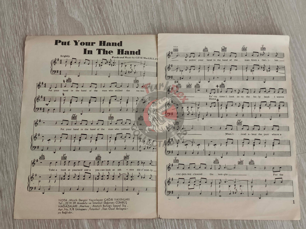 Anne Murray & Tom Jones 1971 Turkish Vintage Musical Notes Sheet Turkey