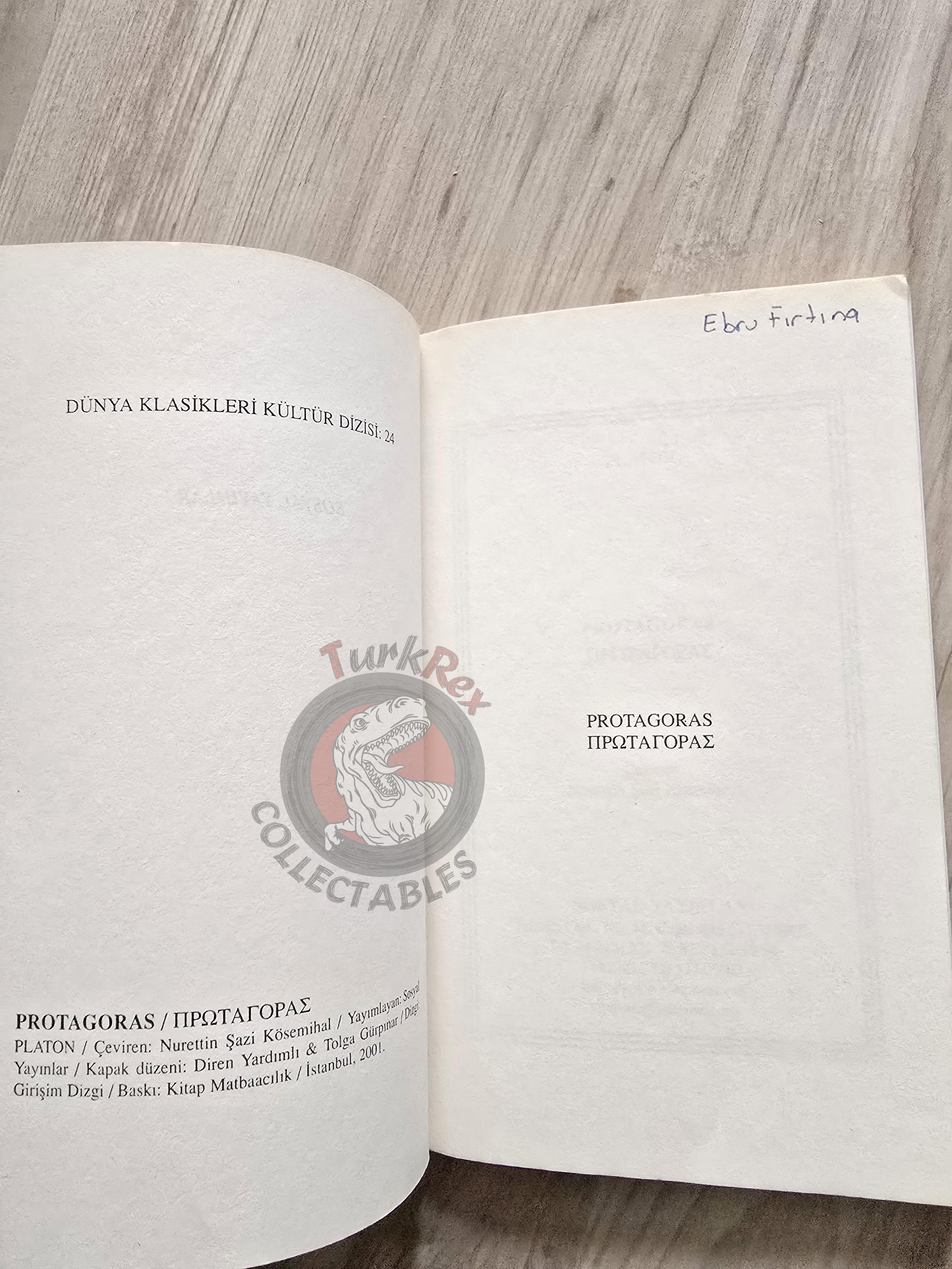 Plato – Protagoras 2001 Turkish Book Turkey
