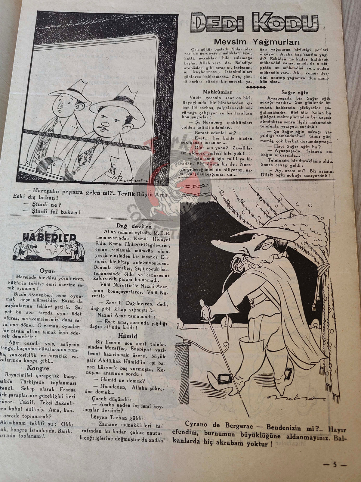 Akbaba 1946 Humor Magazine Turkish Turkey  Hitler Mussolini WW2 era Germany Italy