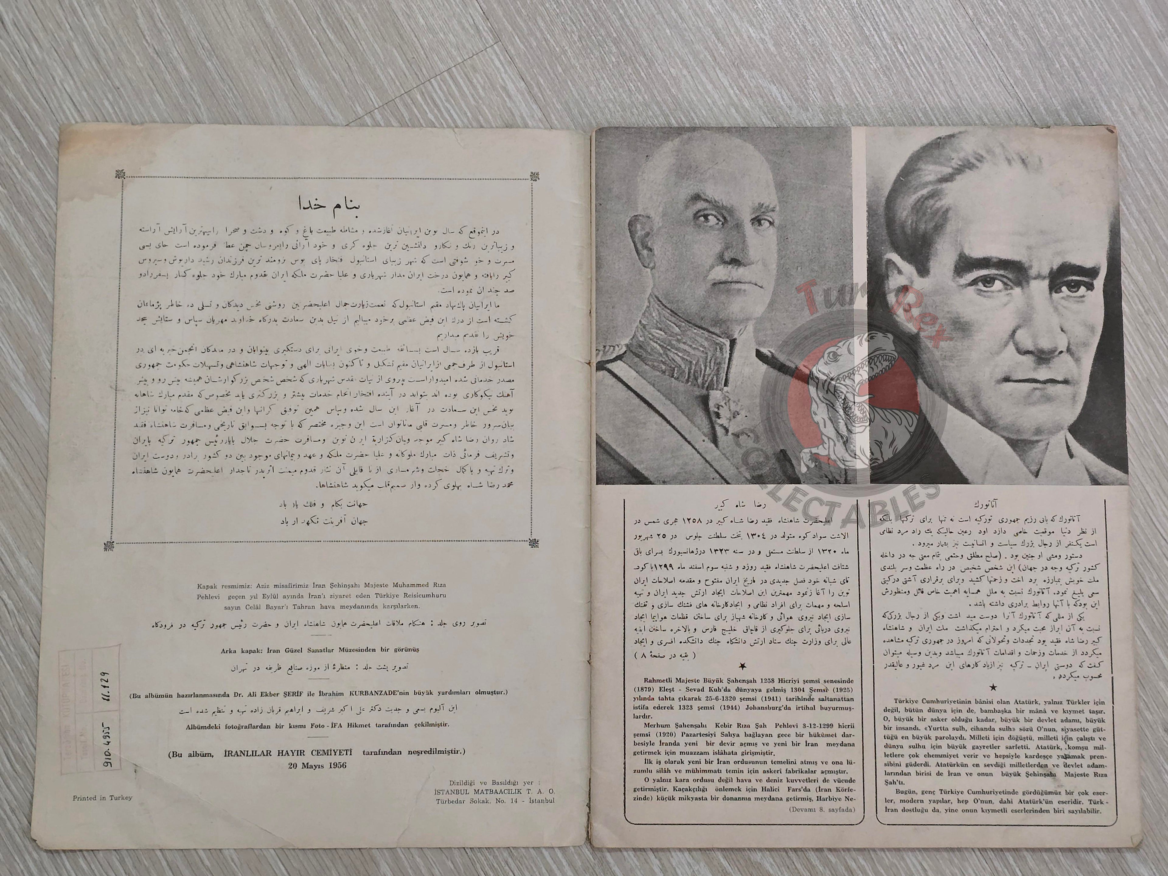 The Visit of Mohammad Reza Shah Pahlavi to Turkey 1956 Turkish Book Iran Propaganda Persian