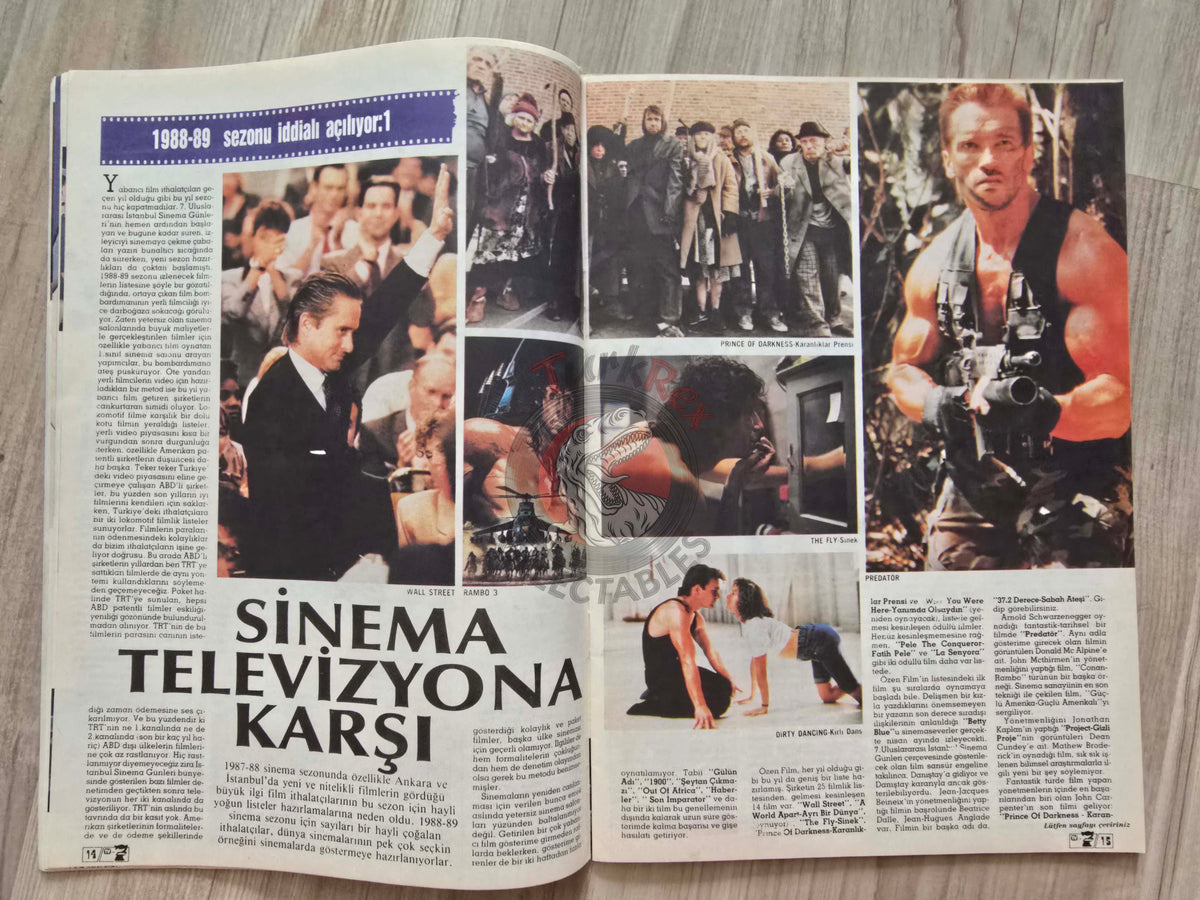 TV'de 7 Gong 1988 Rambo Turkish Magazine Turkey Sylvester Stallone Samantha Fox Joan Baez