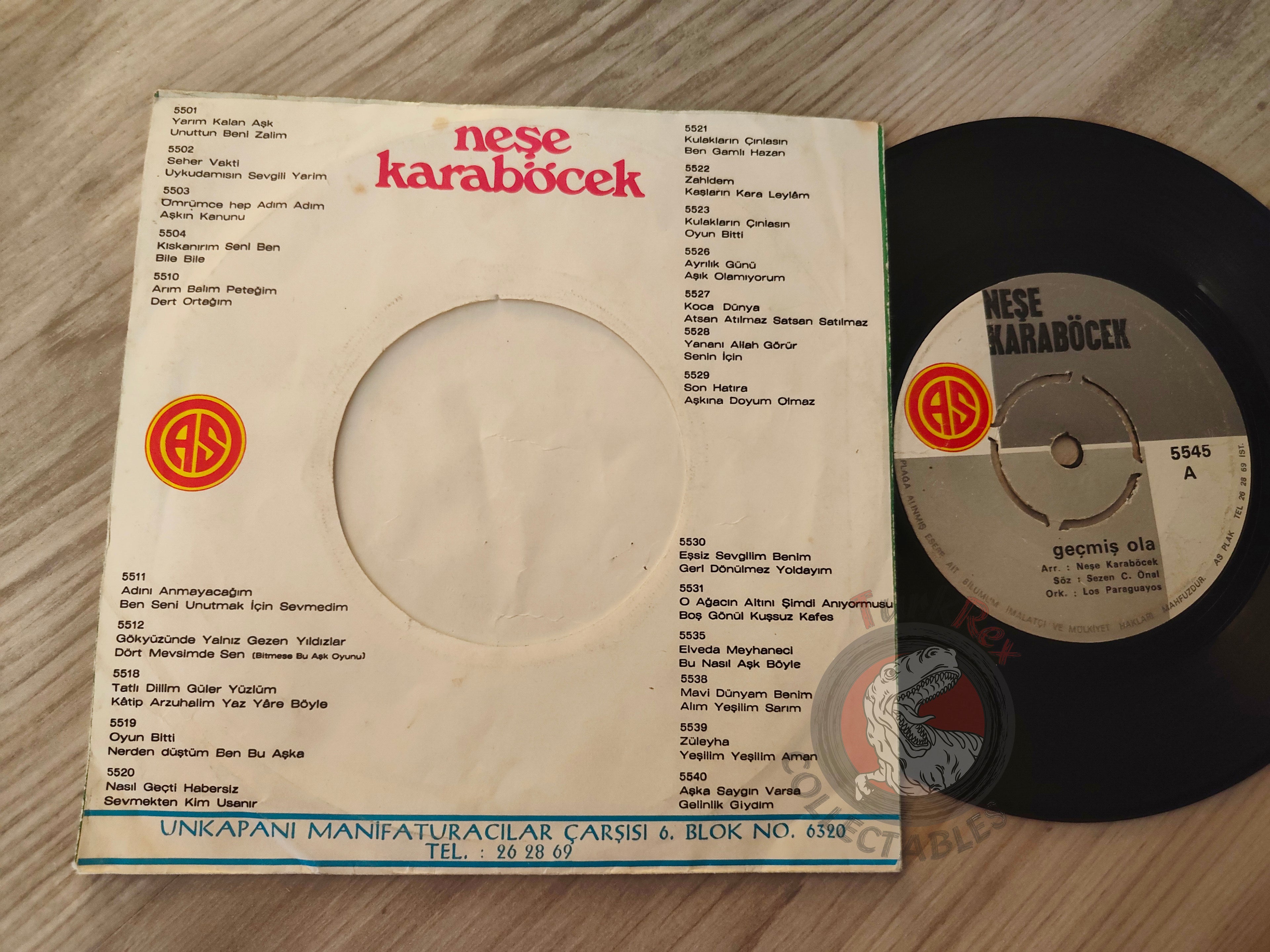 Neşe Karaböcek & Los Paraguayos – Geçmiş Ola  7" Turkish Pressing Vinyl Turkey Edition