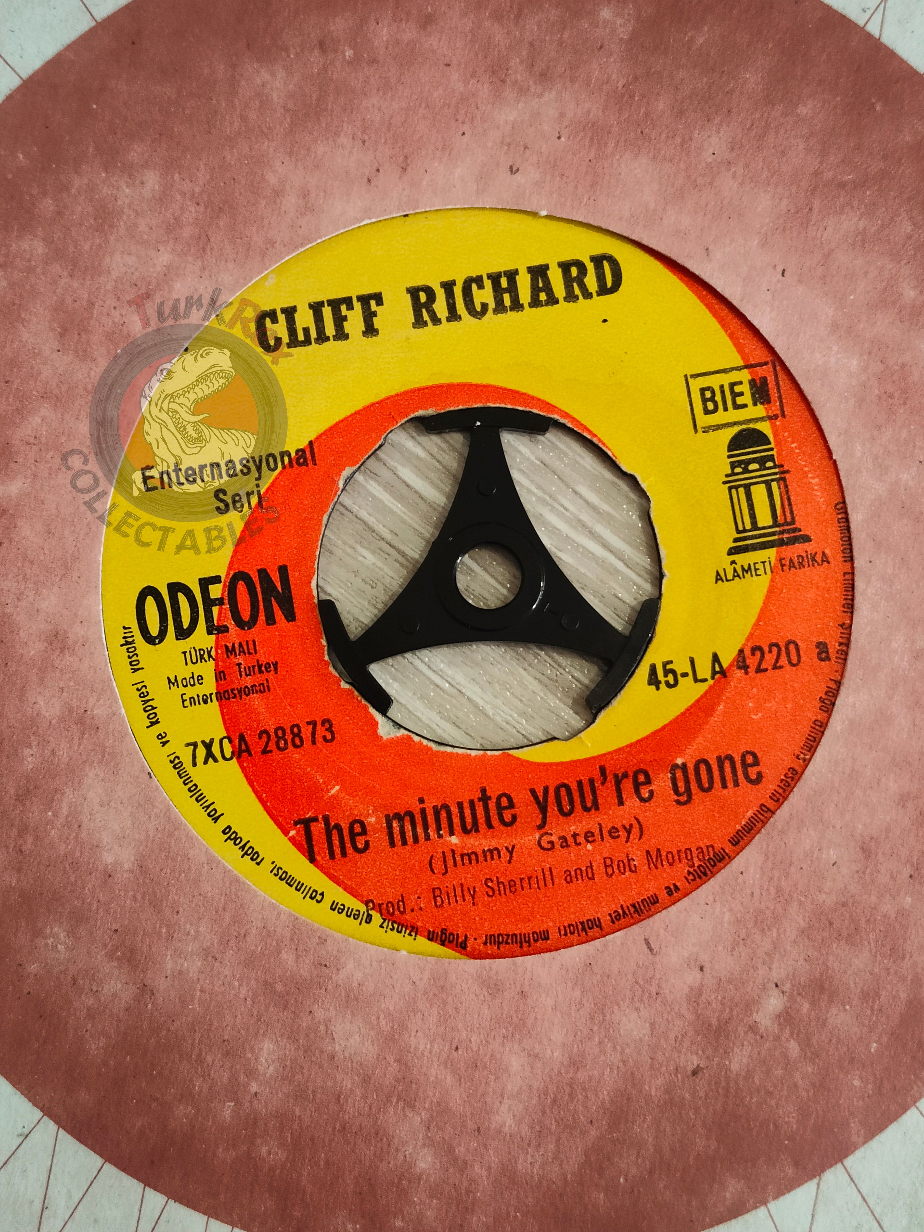 Cliff Richard – The Minute You're Gone 7" Turkish Pressing Vinyl Turkey Edition