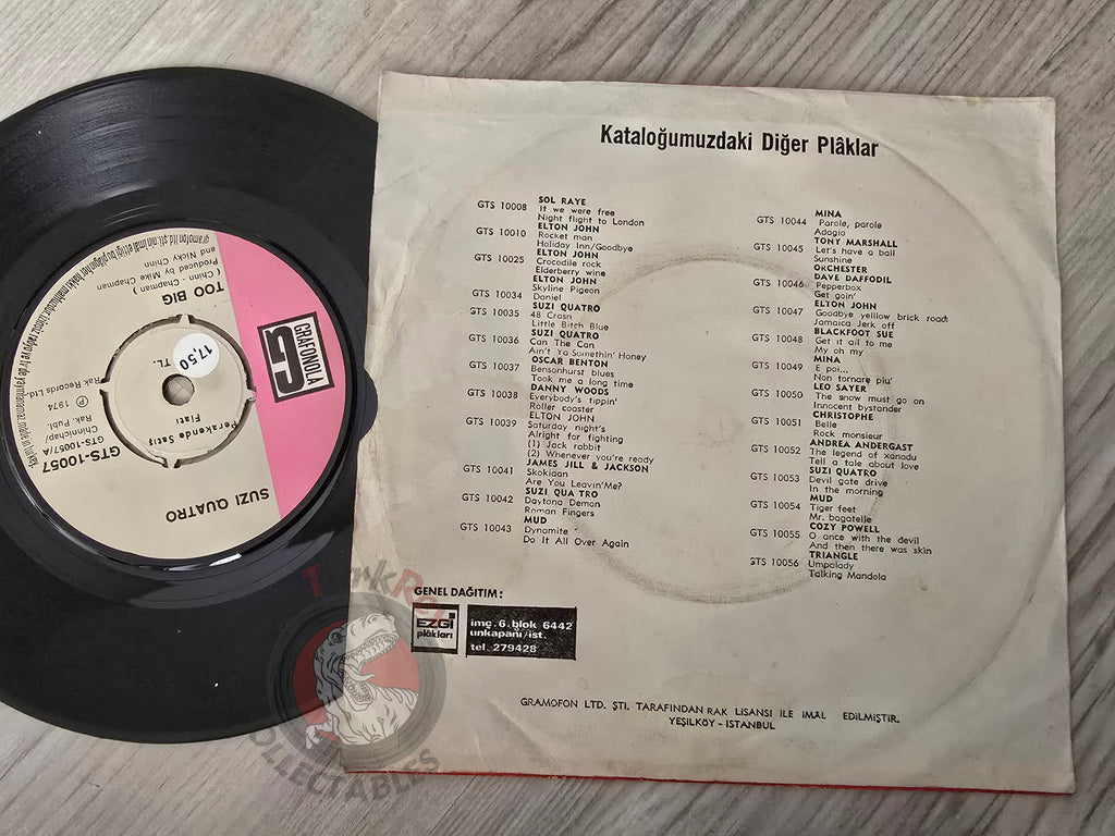 Suzi Quatro – Too Big 7" Turkish Pressing Vinyl Turkey Edition