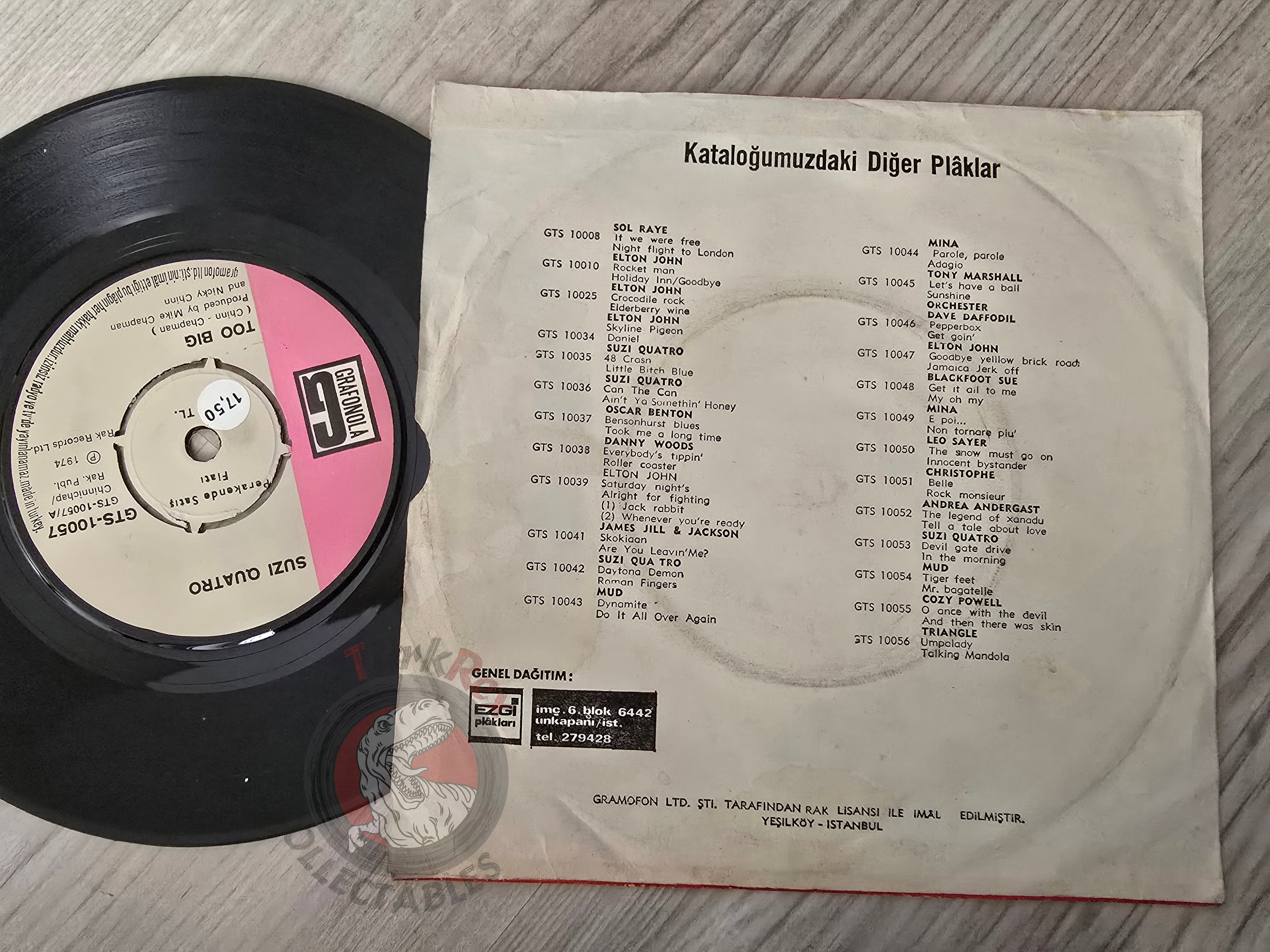 Suzi Quatro – Too Big 7" Turkish Pressing Vinyl Turkey Edition