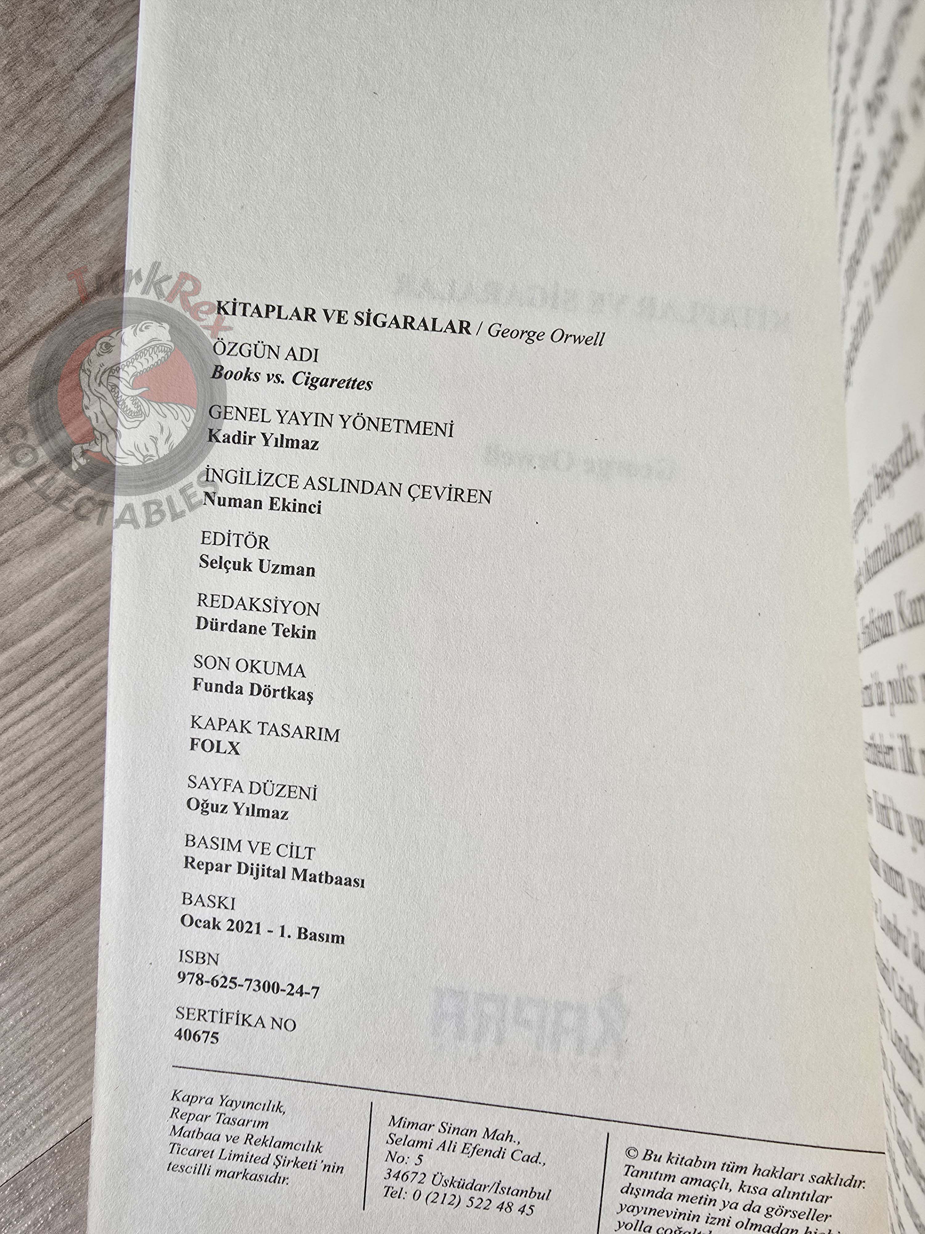 George Orwell – Books vs Cigarettes 2021 Turkish Book Turkey