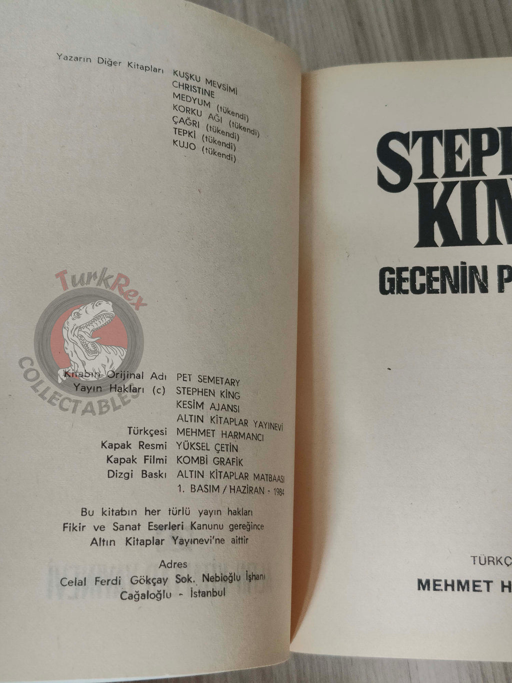 Stephen King – Pet Sematary 1984 1st Turkish Book Turkey