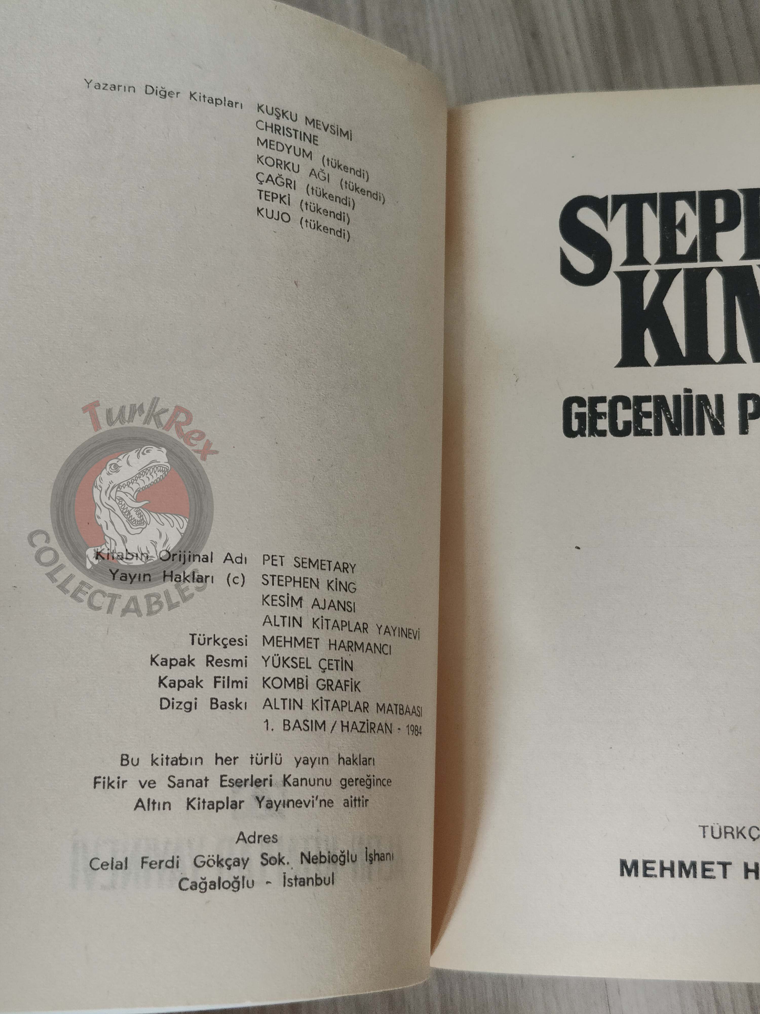 Stephen King – Pet Sematary 1984 1st Turkish Book Turkey