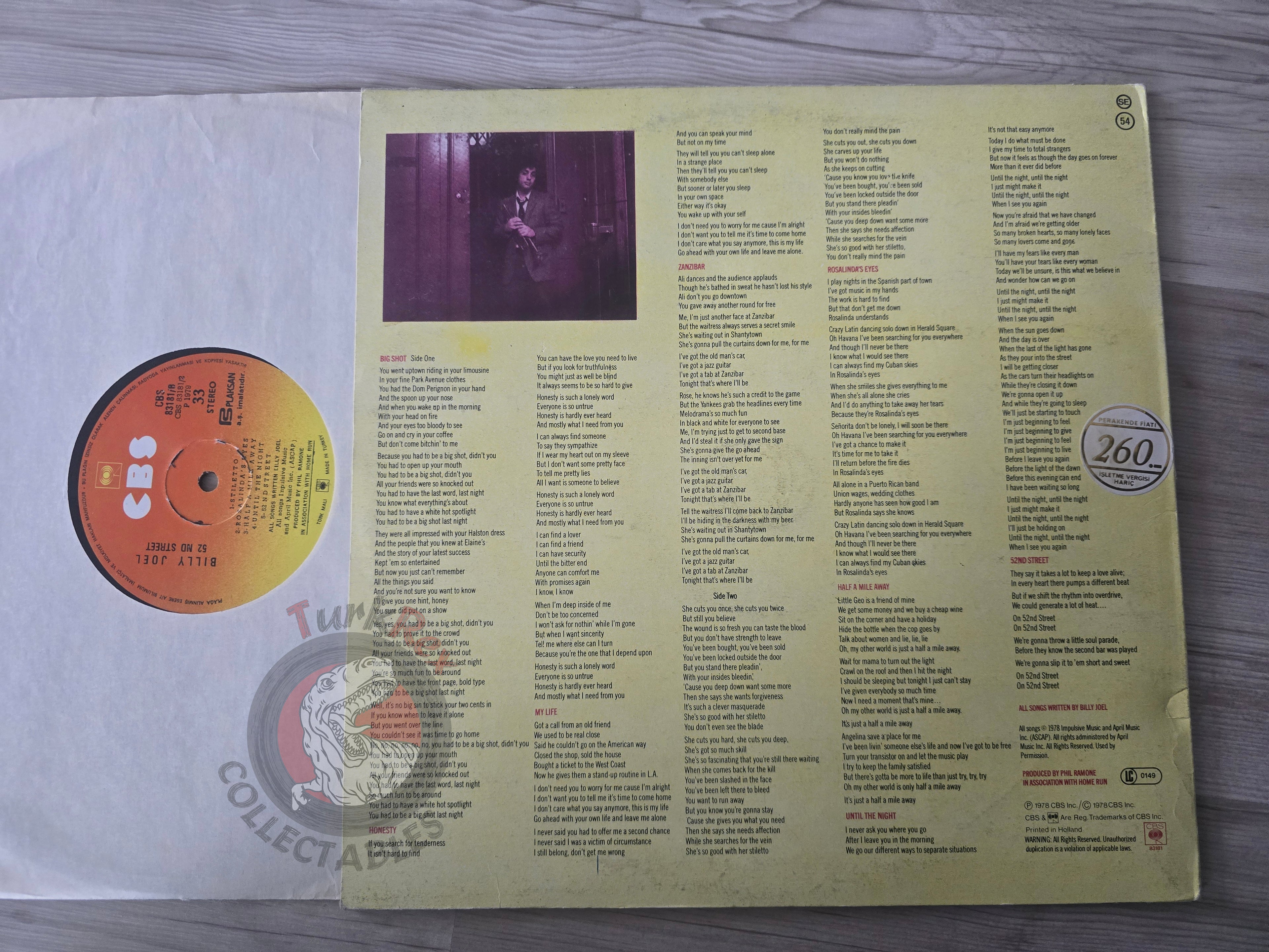 Billy Joel – 52nd Street Turkish Pressing Vinyl Turkey Edition