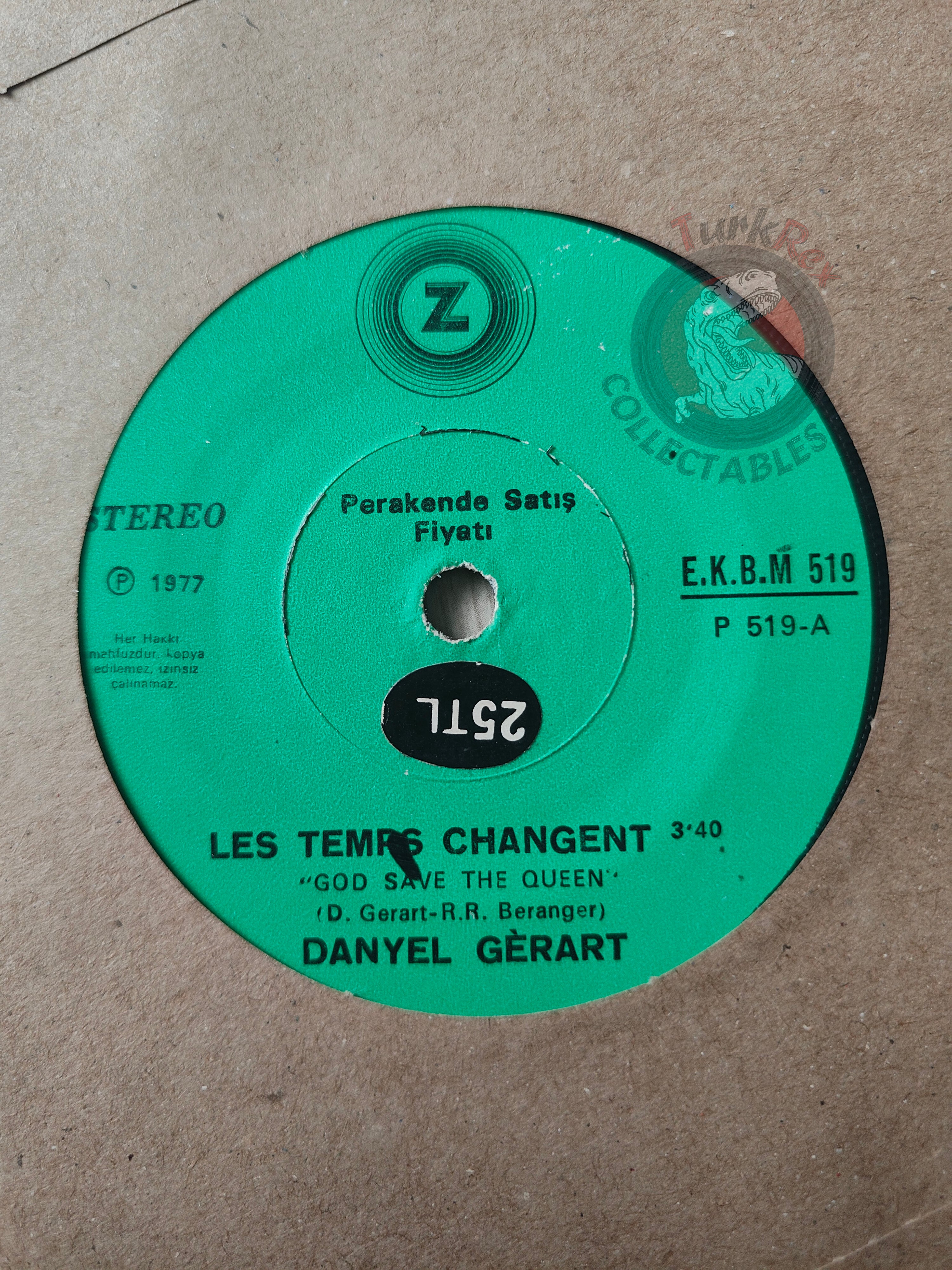 Danyel Gerard – Les Temps Changent 7" Turkish Pressing Vinyl Turkey Edition