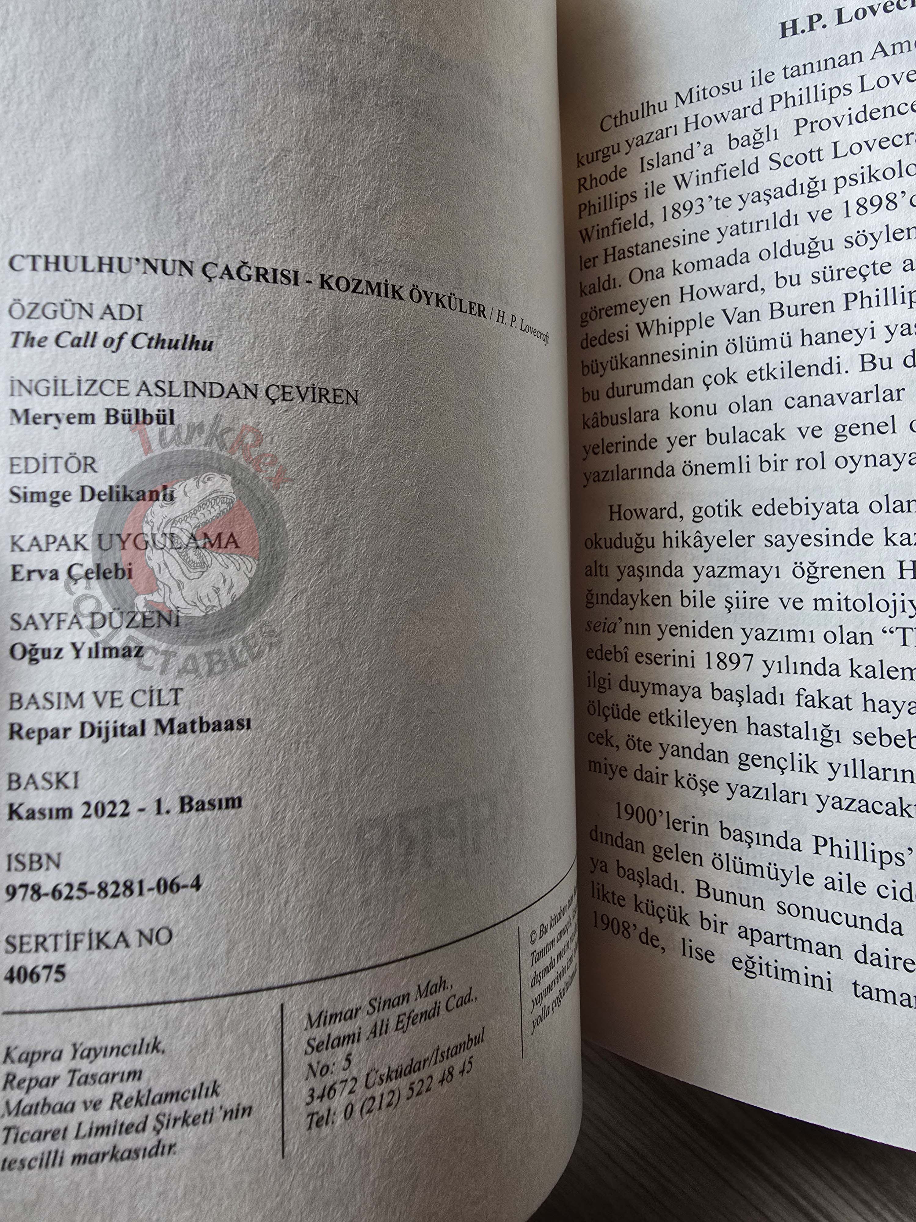 H. P. Lovecraft – The Call of Cthulhu 2022 Turkish Book Turkey