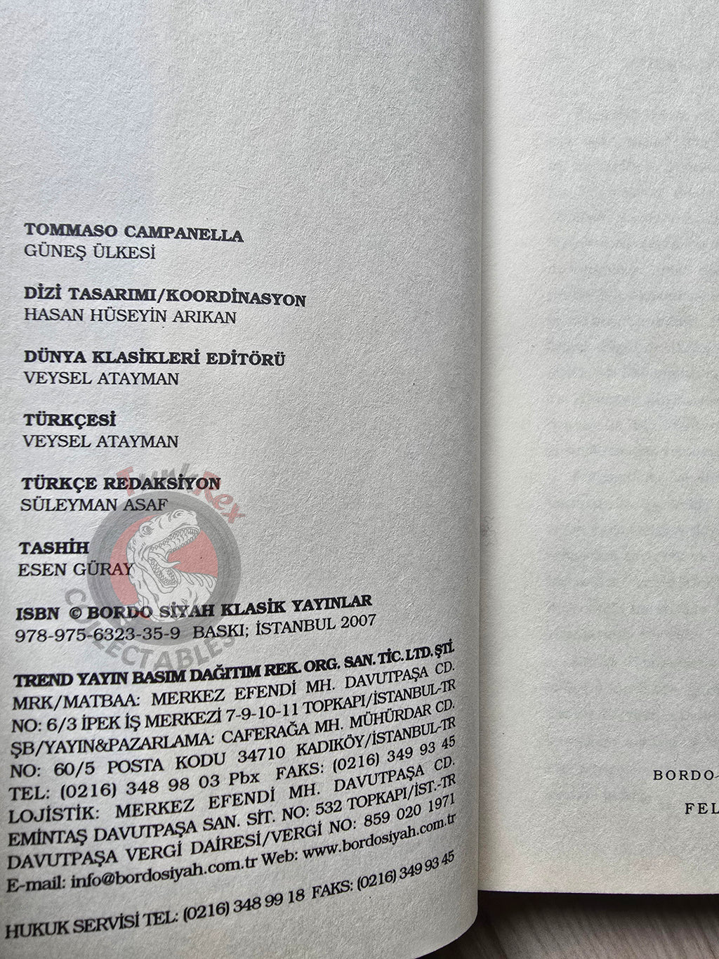 Tommaso Campanella – City of the Sun 2007 Turkish Book Turkey