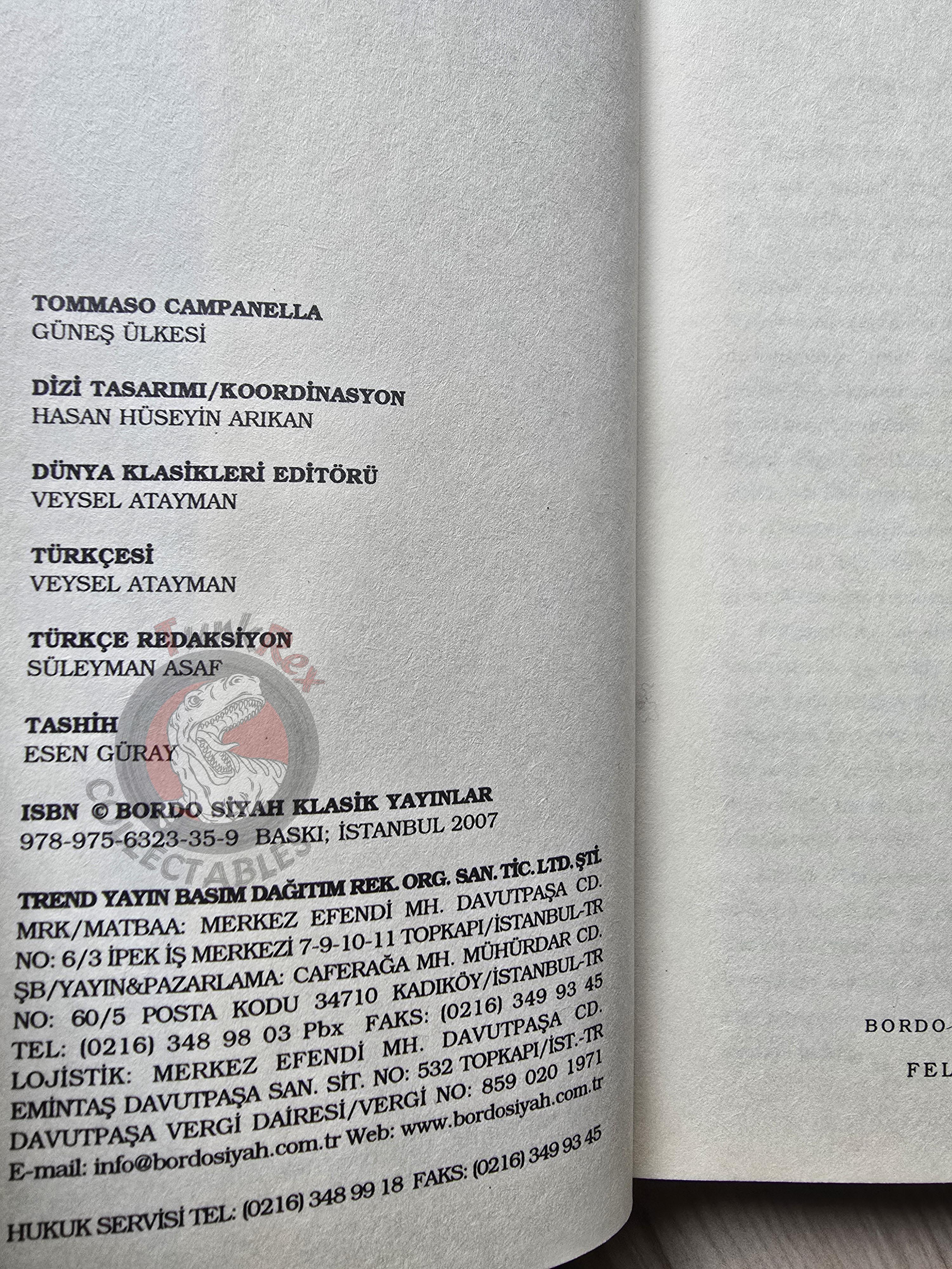 Tommaso Campanella – City of the Sun 2007 Turkish Book Turkey