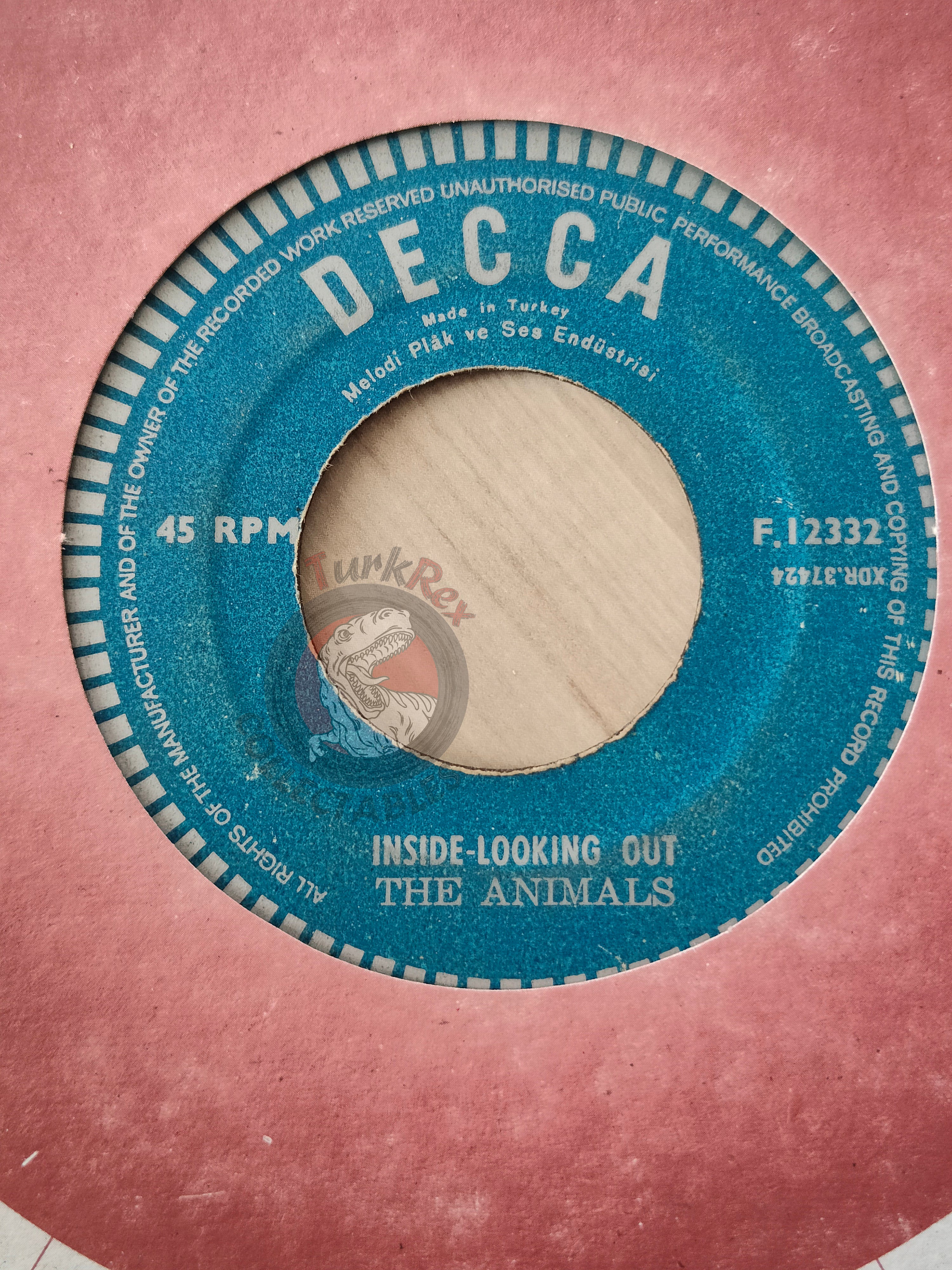 The Animals – Inside-Looking Out 7" Turkish Pressing Vinyl Turkey Edition
