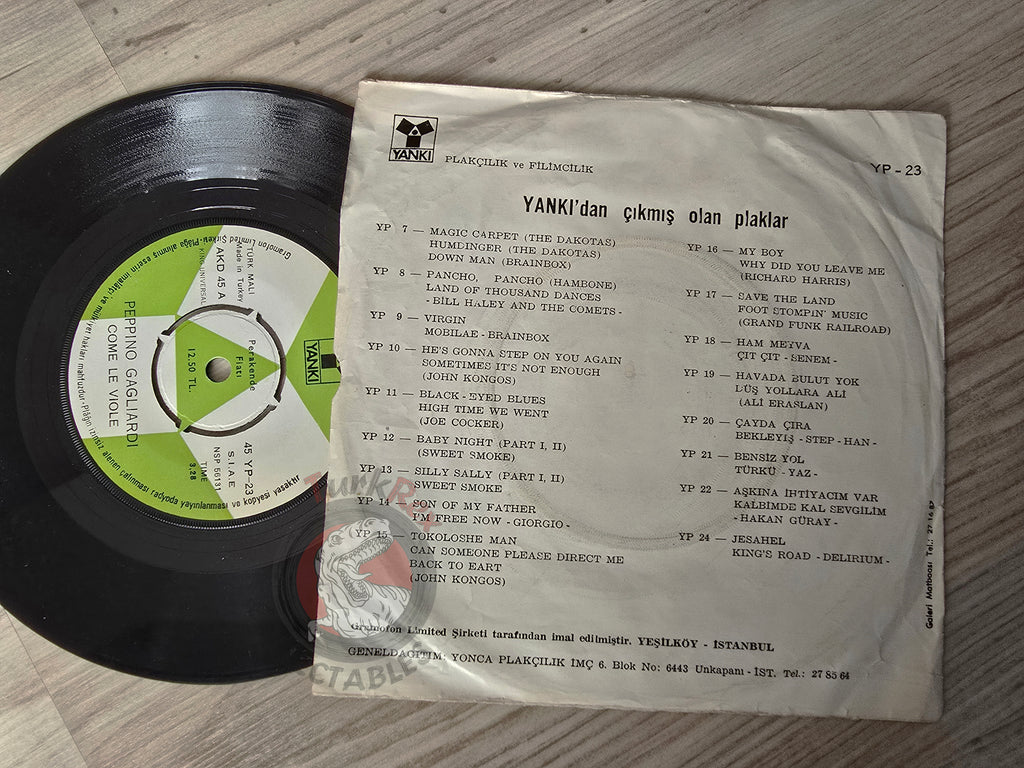 Peppino Gagliardi – Come Le Viole / Le Mie Immagini 7" Turkish Pressing Vinyl Turkey Edition Sanremo