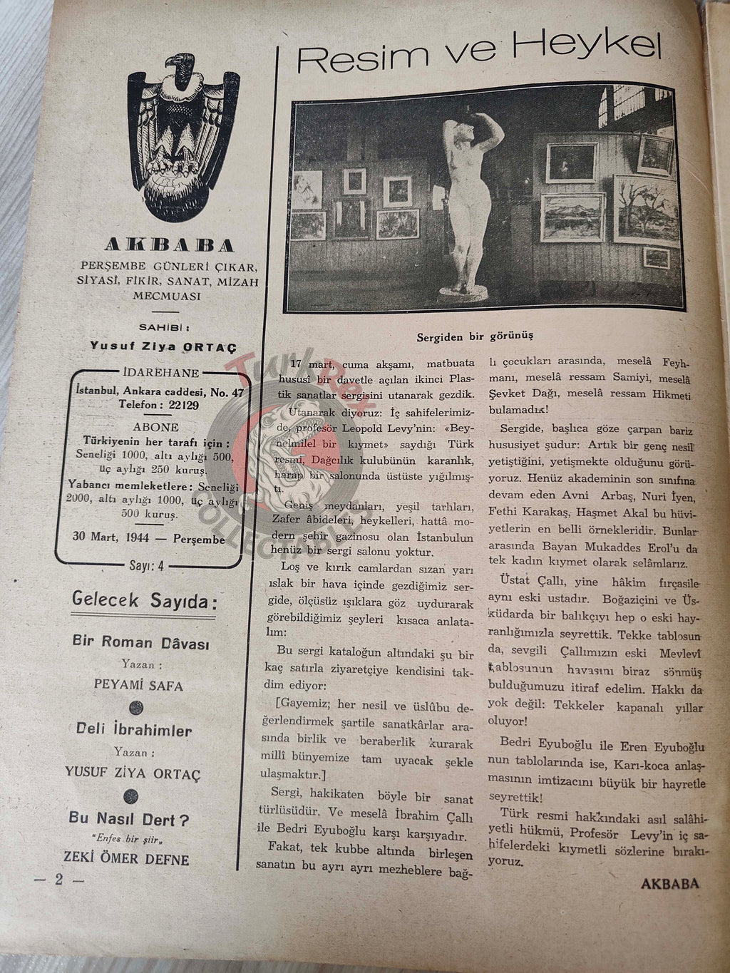 Akbaba 1944 Humor Magazine Turkish Turkey Germany WW2 era Bulgaria Leopold Levy