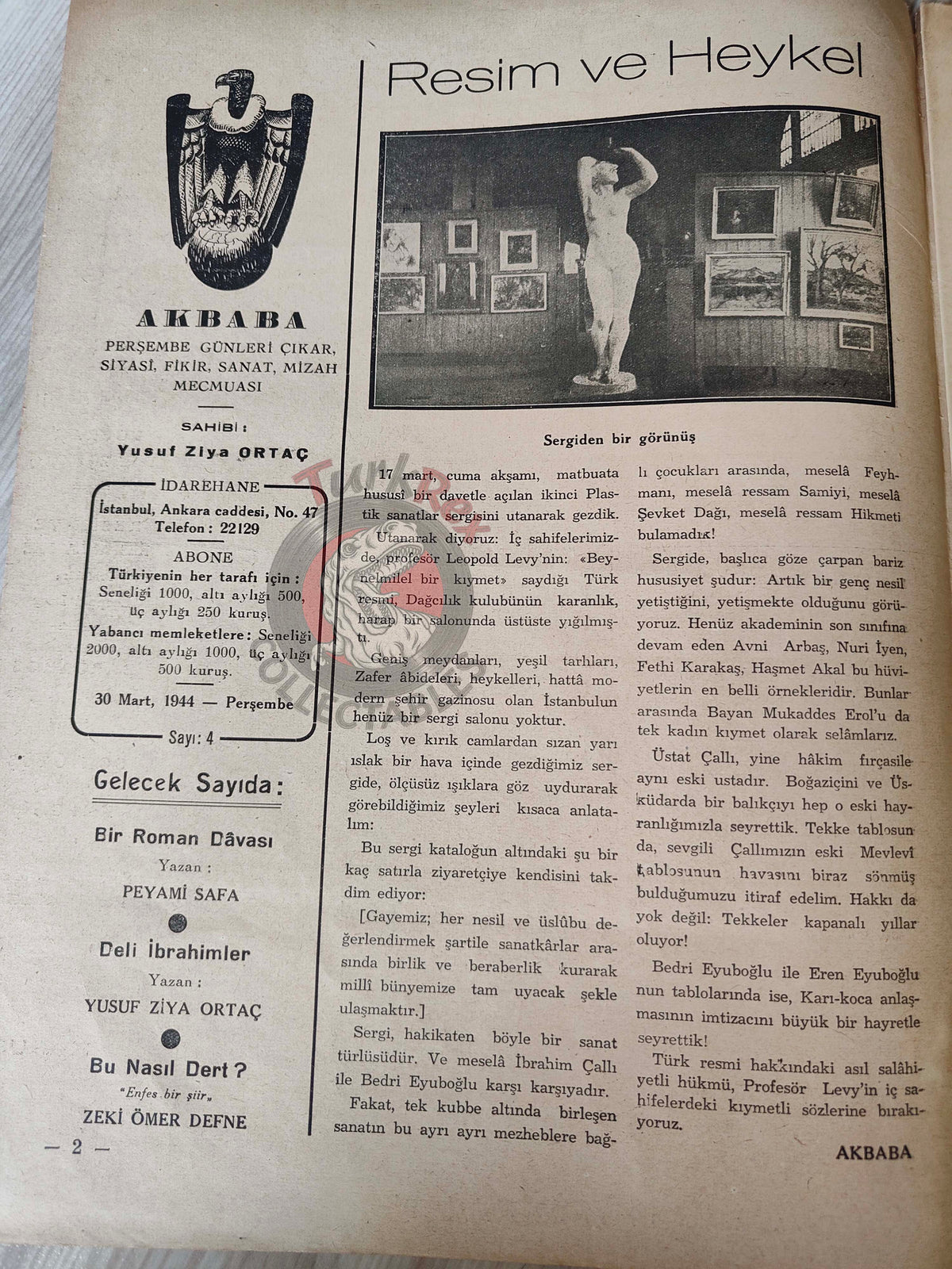 Akbaba 1944 Humor Magazine Turkish Turkey Germany WW2 era Bulgaria Leopold Levy