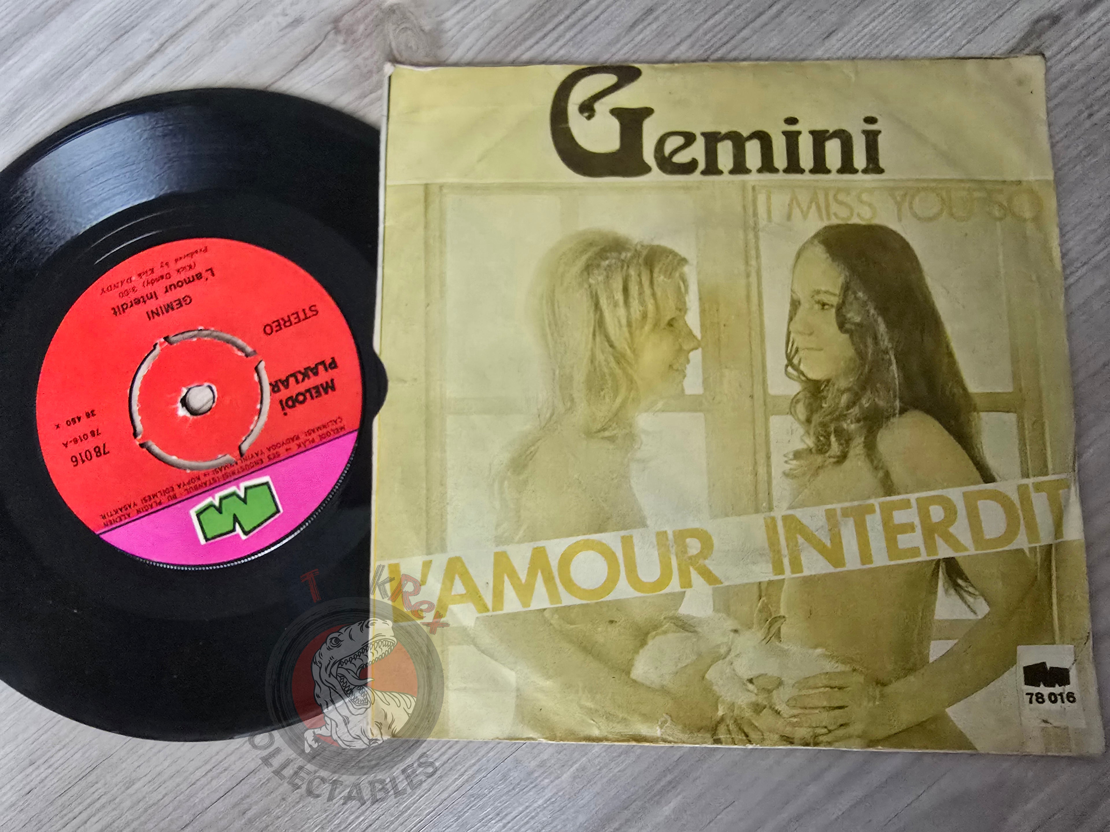Gemini – L'Amour Interdit / I Miss You So 7" Turkish Pressing Vinyl Turkey Edition