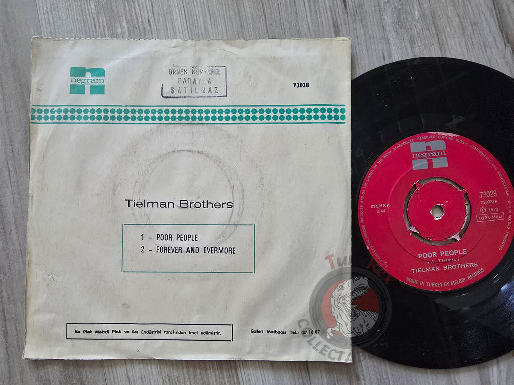 Tielman Brothers – Poor People 7" Promo Turkish Pressing Vinyl Turkey Edition