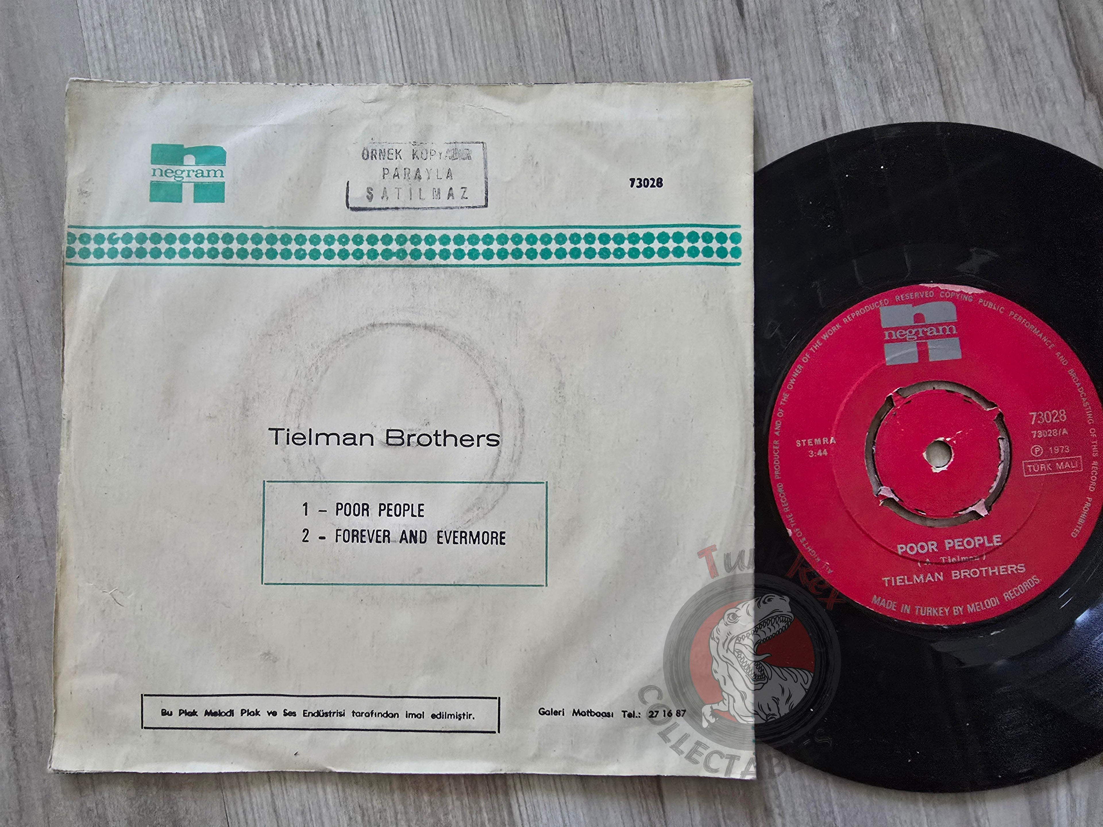 Tielman Brothers – Poor People 7" Promo Turkish Pressing Vinyl Turkey Edition