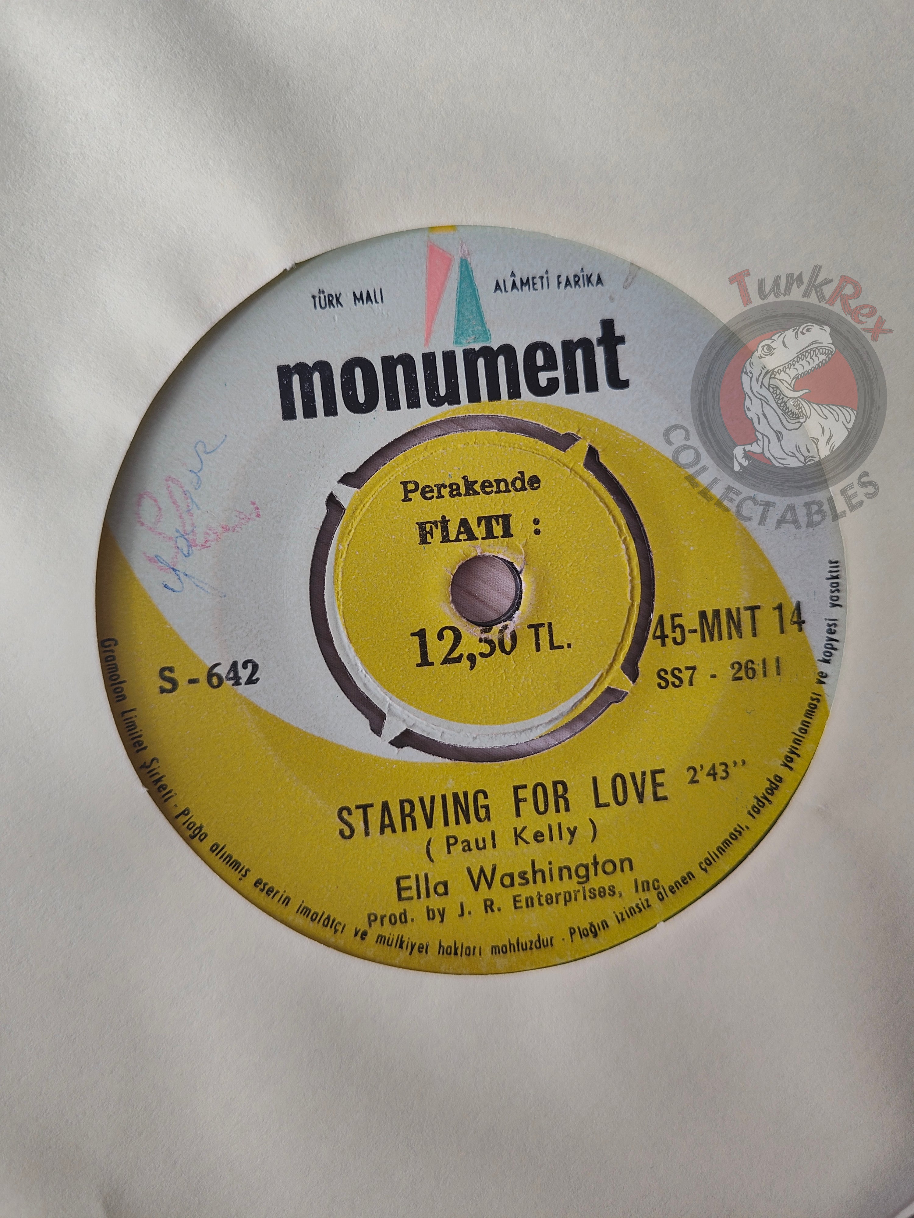 Ella Washington – Starving For Love 7" Turkish Pressing Vinyl Turkey Edition
