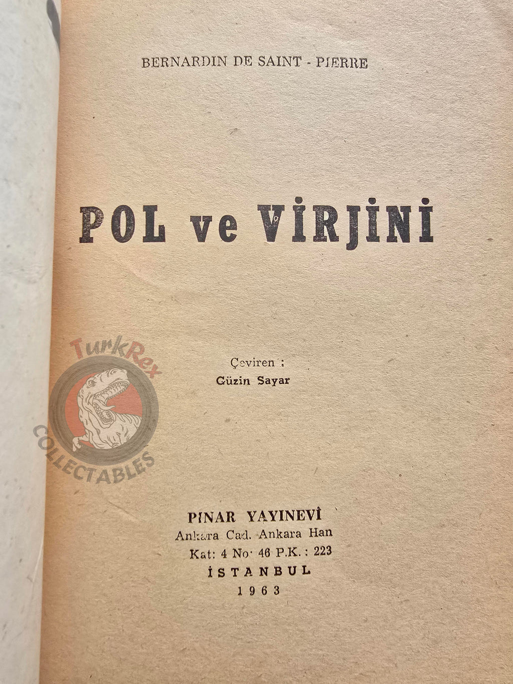 Bernardin de Saint-Pierre – Paul et Virginie 1963 Turkish Book Turkey