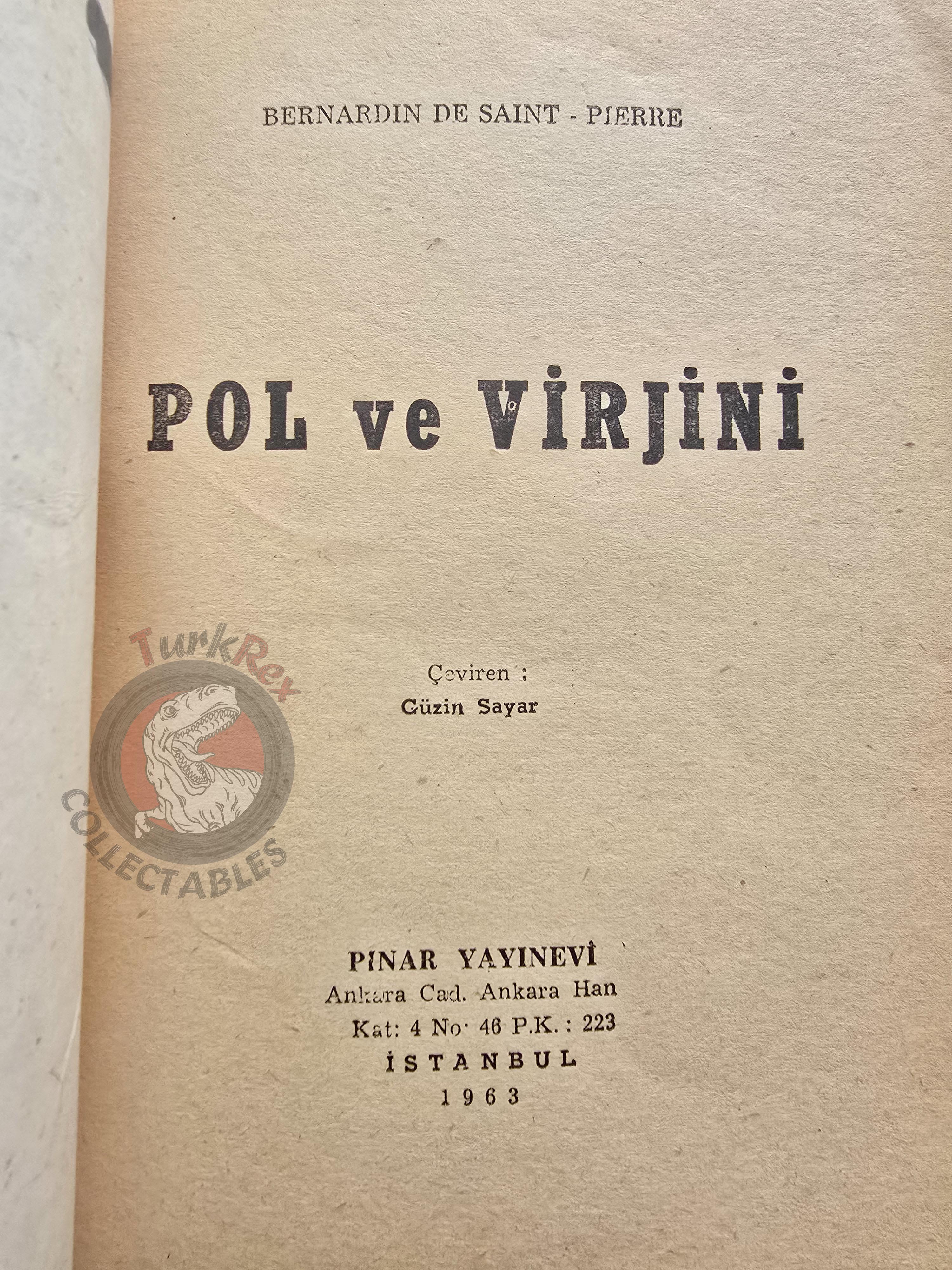 Bernardin de Saint-Pierre – Paul et Virginie 1963 Turkish Book Turkey