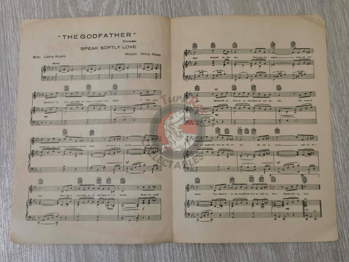 Andy Williams – The Godfather Speak Softly Love Turkish Vintage Musical Notes Sheet Turkey