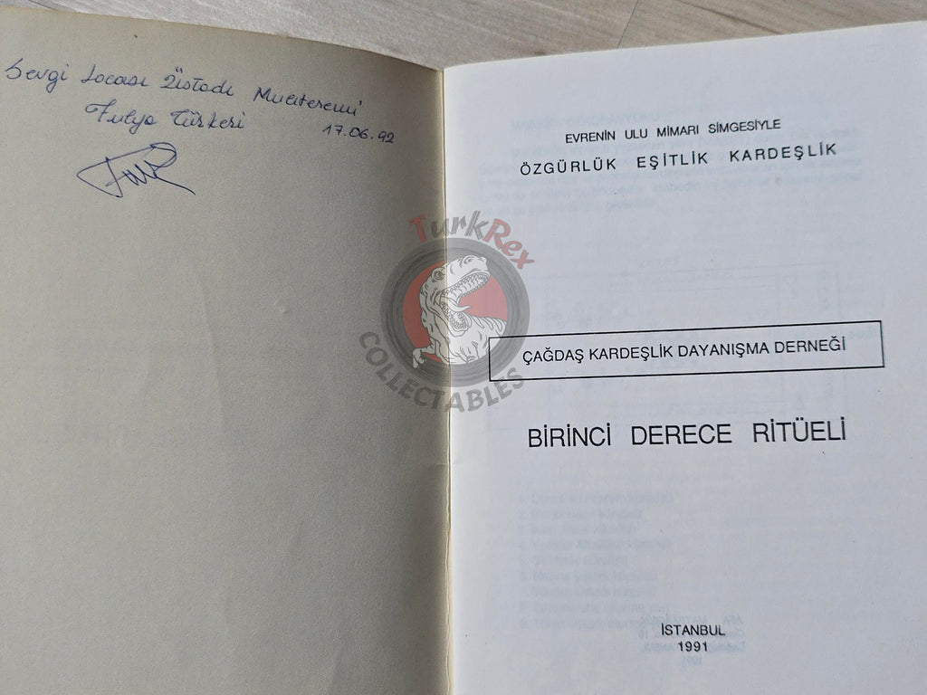 Turkish Freemasonry 1st Degree Ritual Apprentice 1991 Booklet Masonic Masons of Turkey Signed