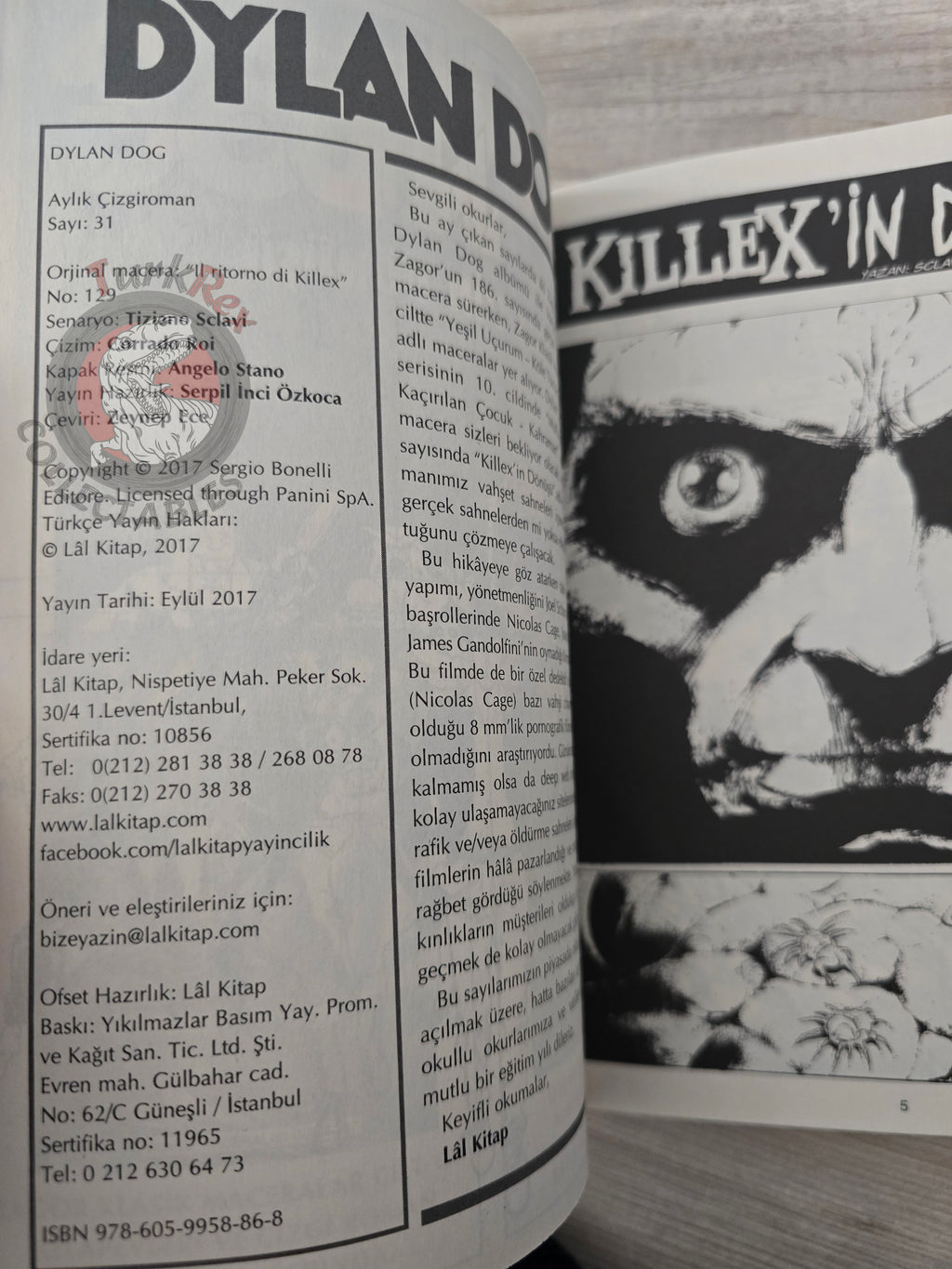 Dylan Dog #31 2017 Turkish Comic Turkey #129 Il ritorno di Killex