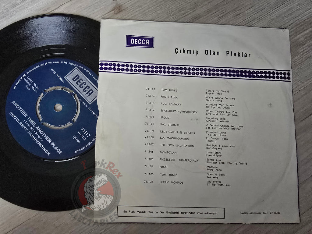 Engelbert Humperdinck – Another Time, Another Place 7" Turkish Pressing Vinyl Turkey Edition