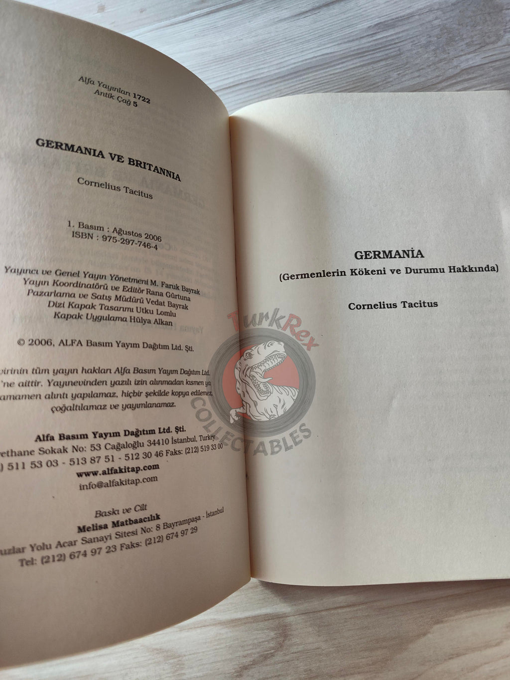 Cornelius Tacitus – Germania & Agricola 2006 Turkish Book Turkey