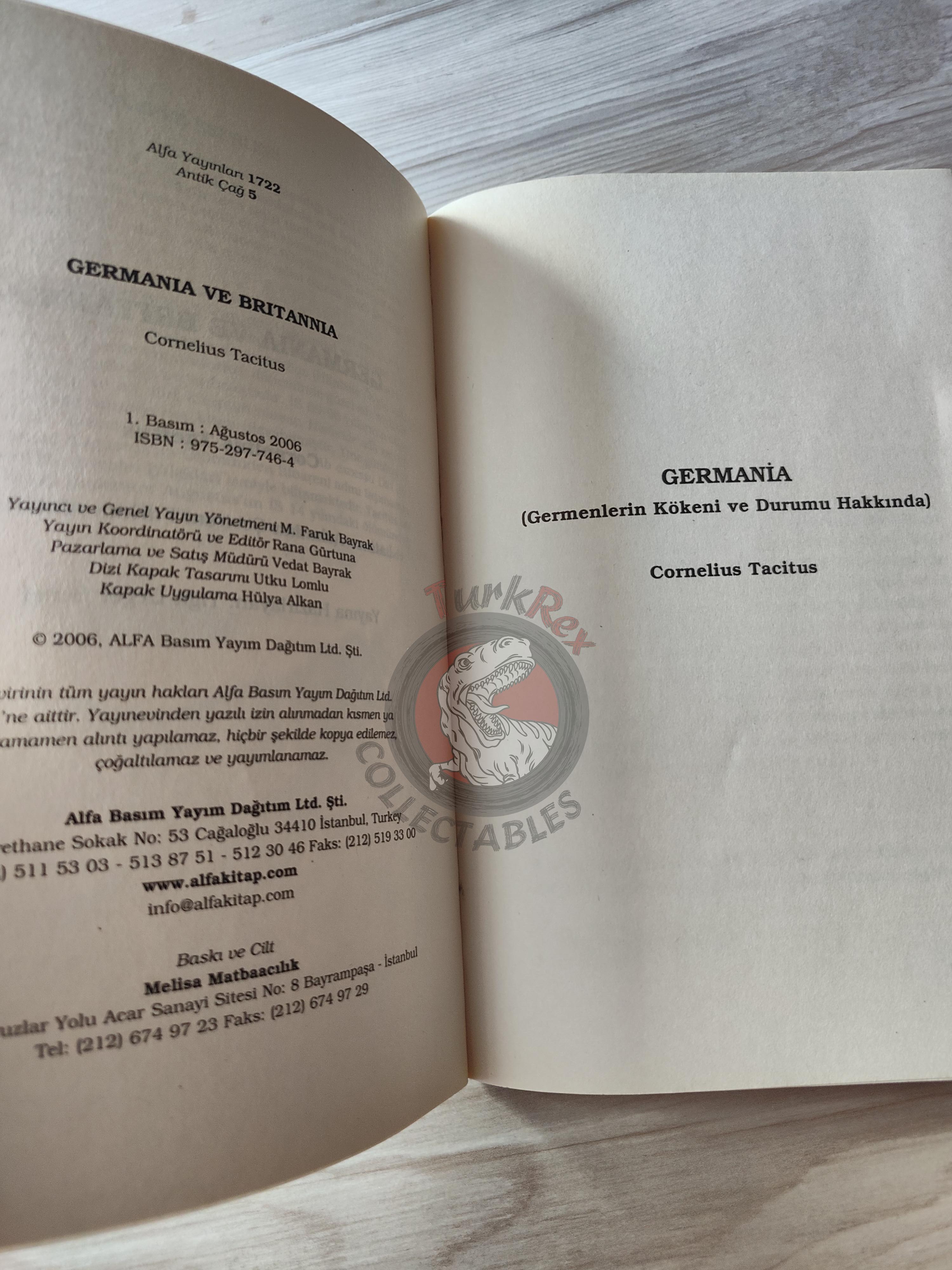 Cornelius Tacitus – Germania & Agricola 2006 Turkish Book Turkey