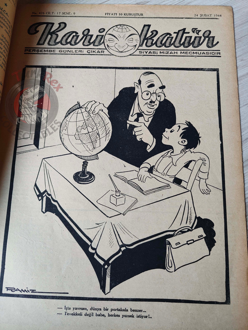 Karikatür 1944 Humor Magazine Turkish Turkey The Axis Train Germany Bulgaria WW2 era