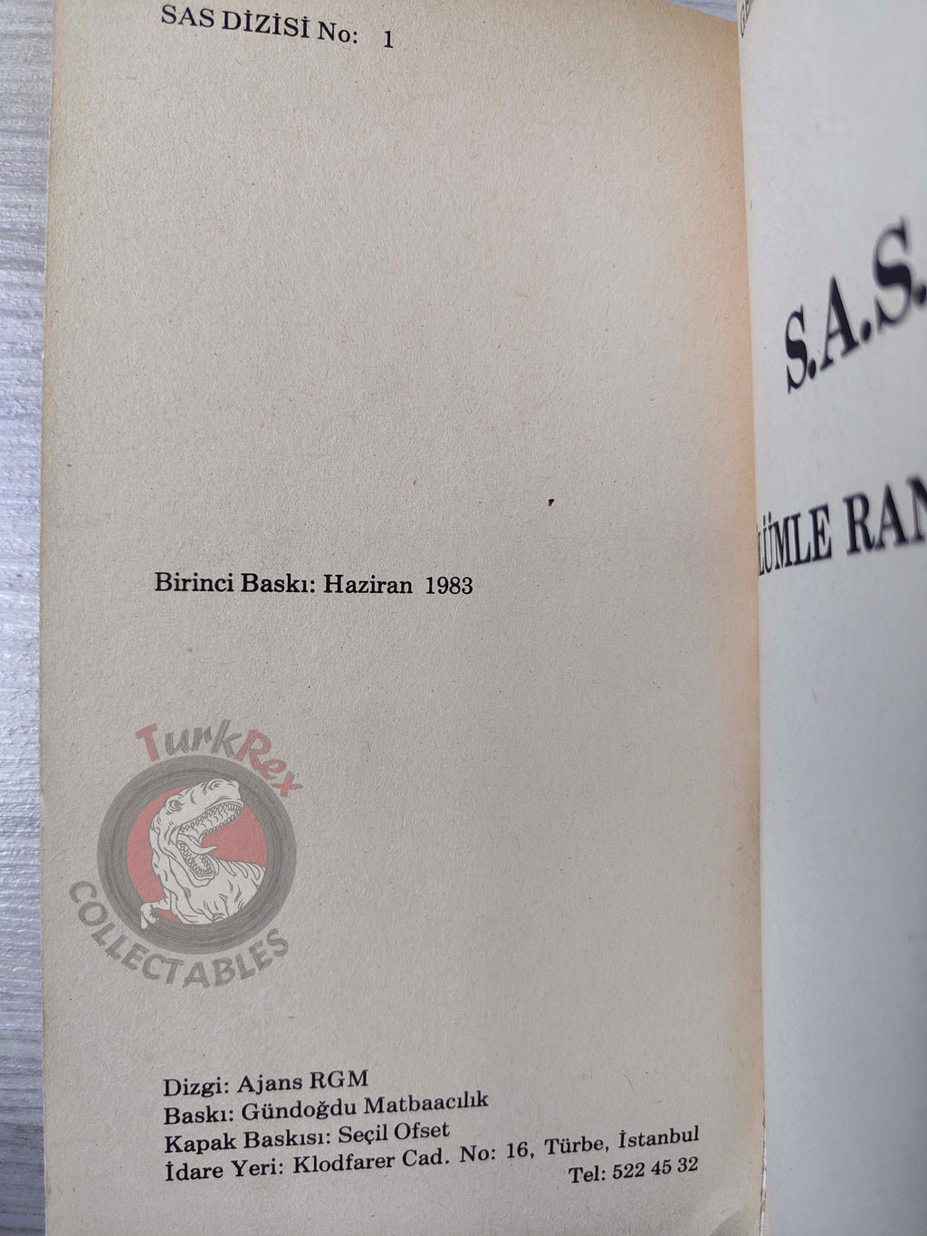 Gerard de Villiers – SAS Rendez-vous à San Francisco 1983 Turkish Book Turkey