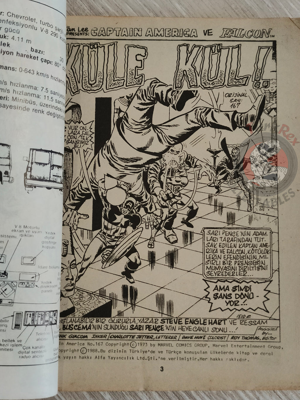 Captain America – Issue #4 1988 Turkish Comic Turkey #167 #168 #169 #170