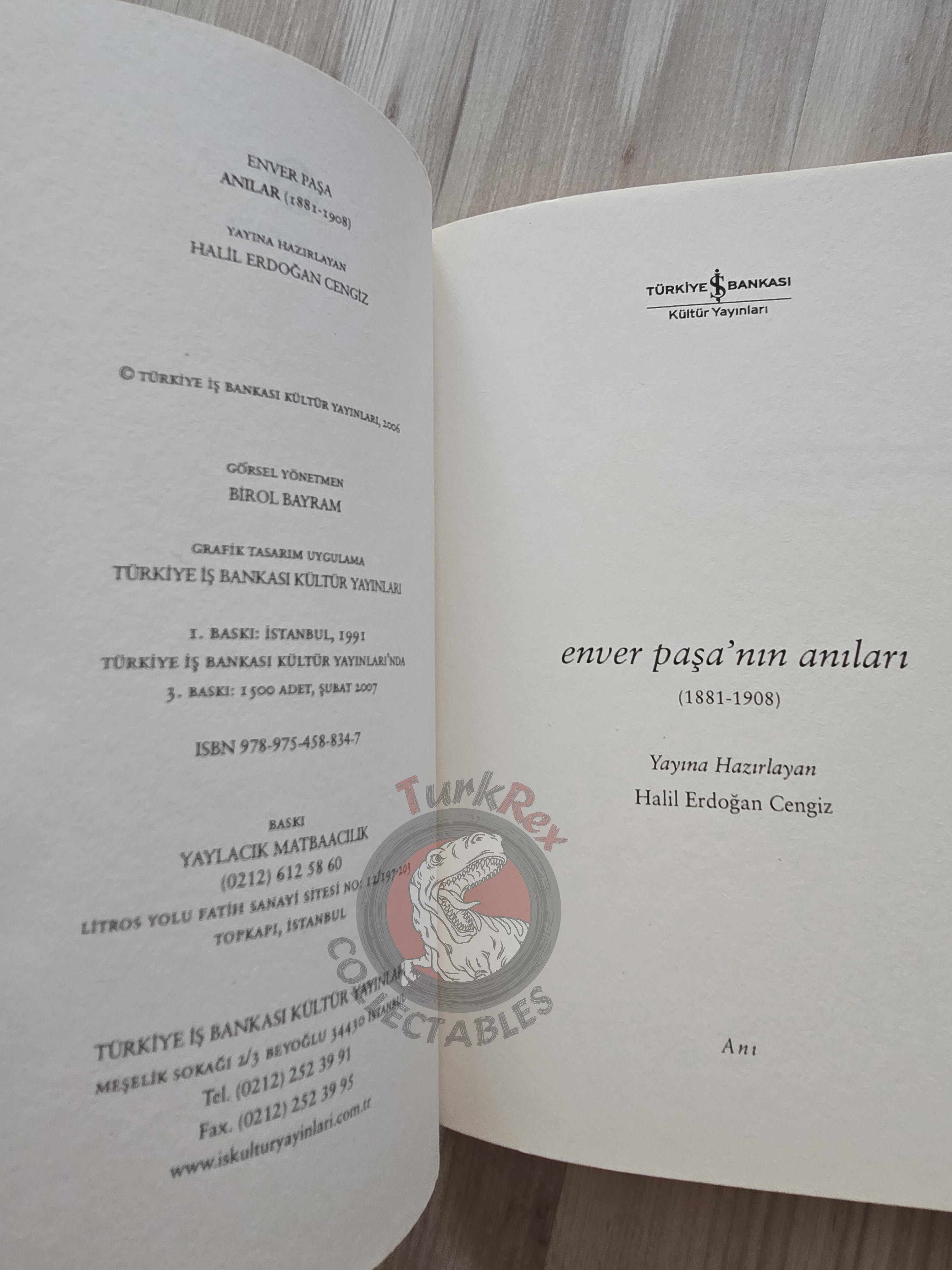 Memoirs of Enver Pasha 2007 Turkish Book Turkey WW1 Ottoman Empire