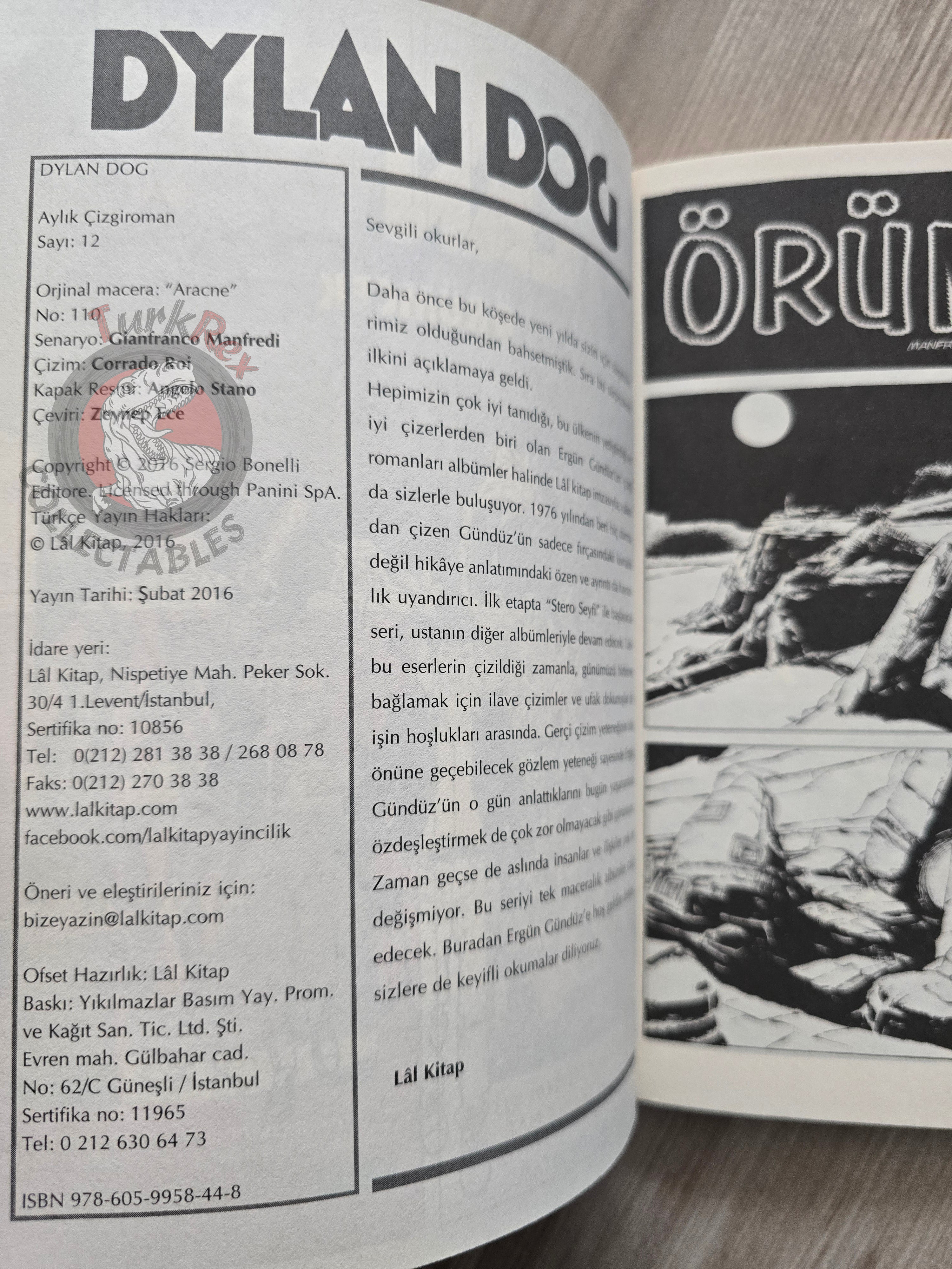 Dylan Dog #12 2016 Turkish Comic Turkey #110 Aracne