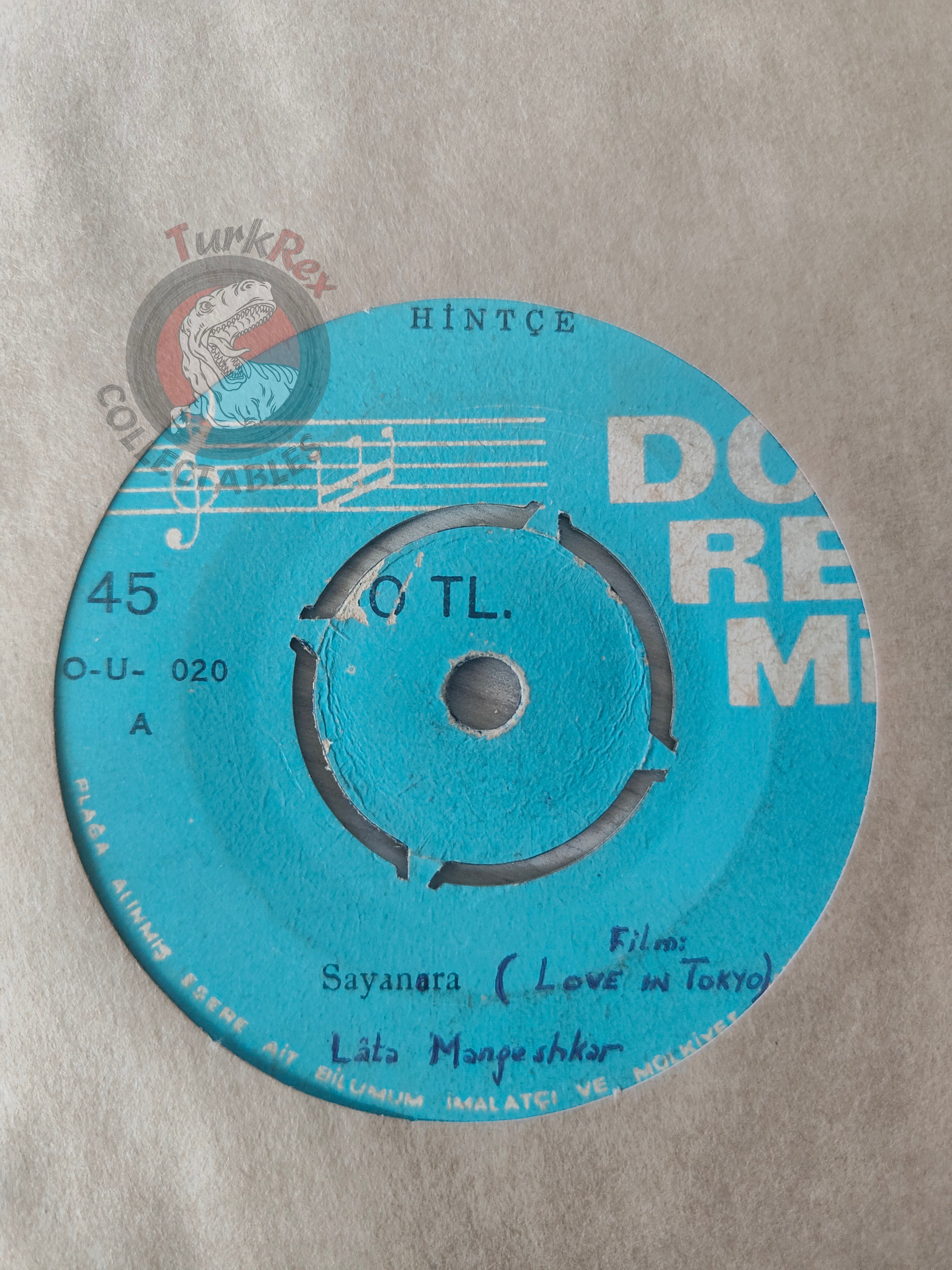 Asha Parekh, Manoj Kumar, Lata Mangeshkar – Sayonara 7" Turkish Pressing Vinyl Turkey Edition