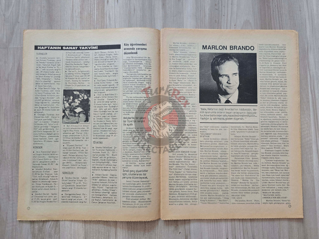 Milliyet Sanat Magazin 1973 Marlon Brando and Oscar Night Turkish Mag Turkey Edward Steichen