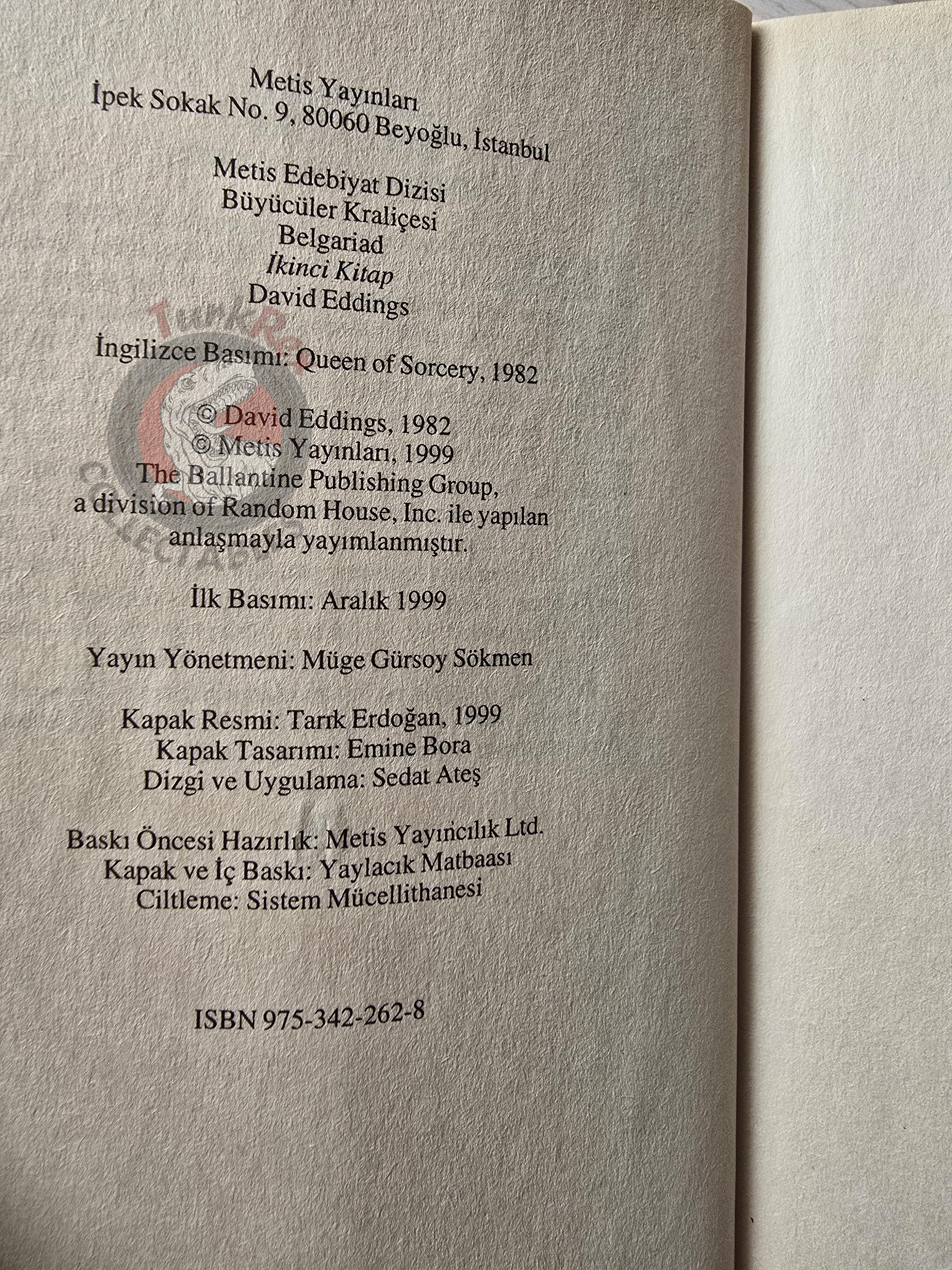 David Eddings – The Belgariad 2: Queen of Sorcery 1999 1st Turkish Book Turkey